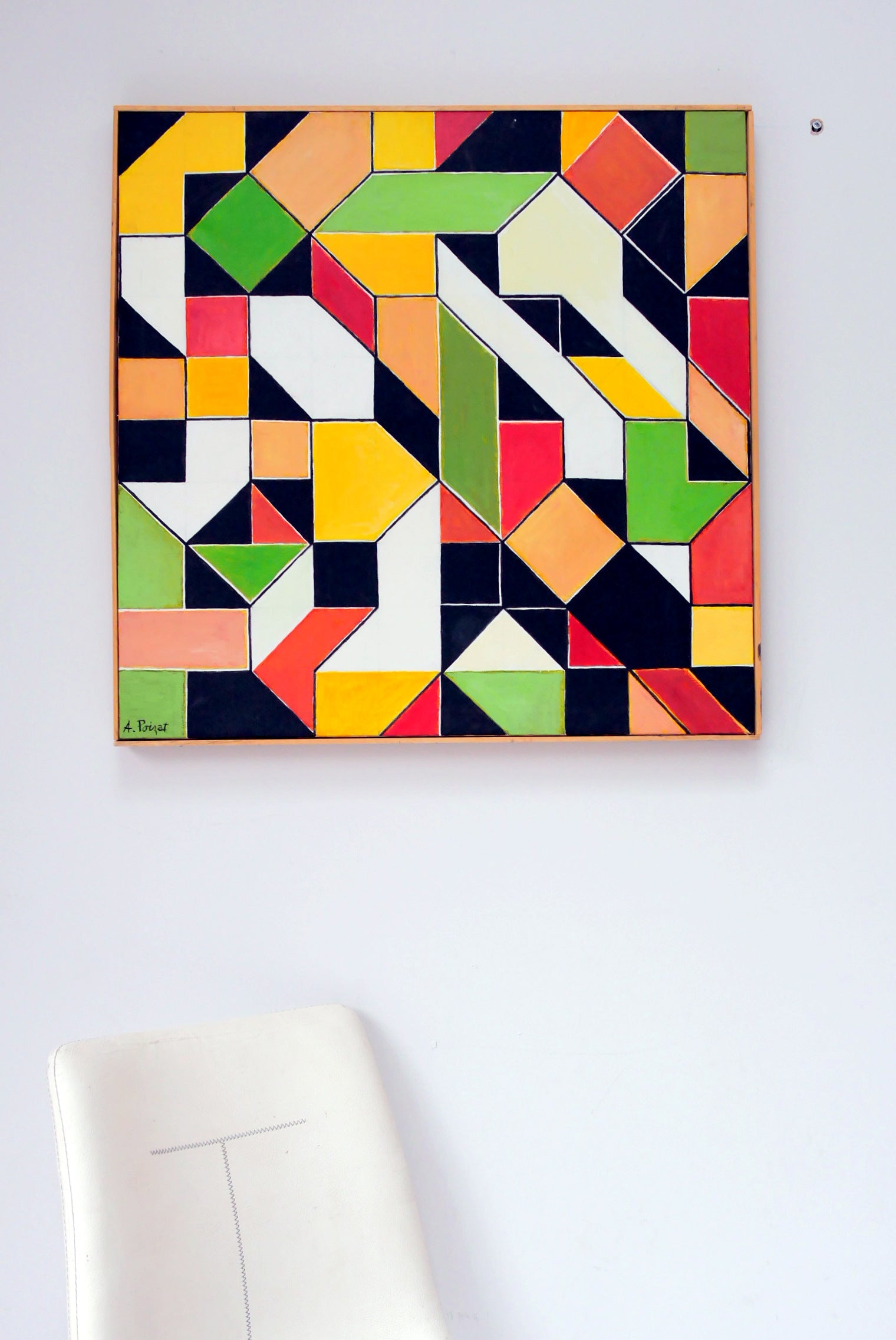 Oil Painting Modern Albert Poizat (Born 1940) French Composition 3 Abstract Painting
