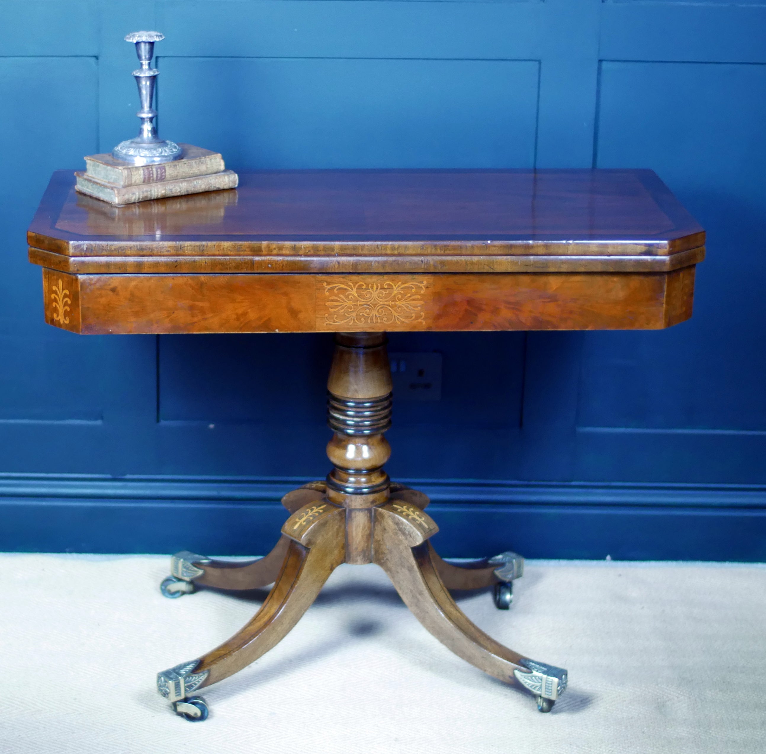 Fine Regency Mahogany Fold Over Card Table