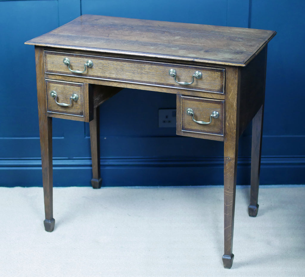 George III Oak Banded Lowboy Side Console Hall Table