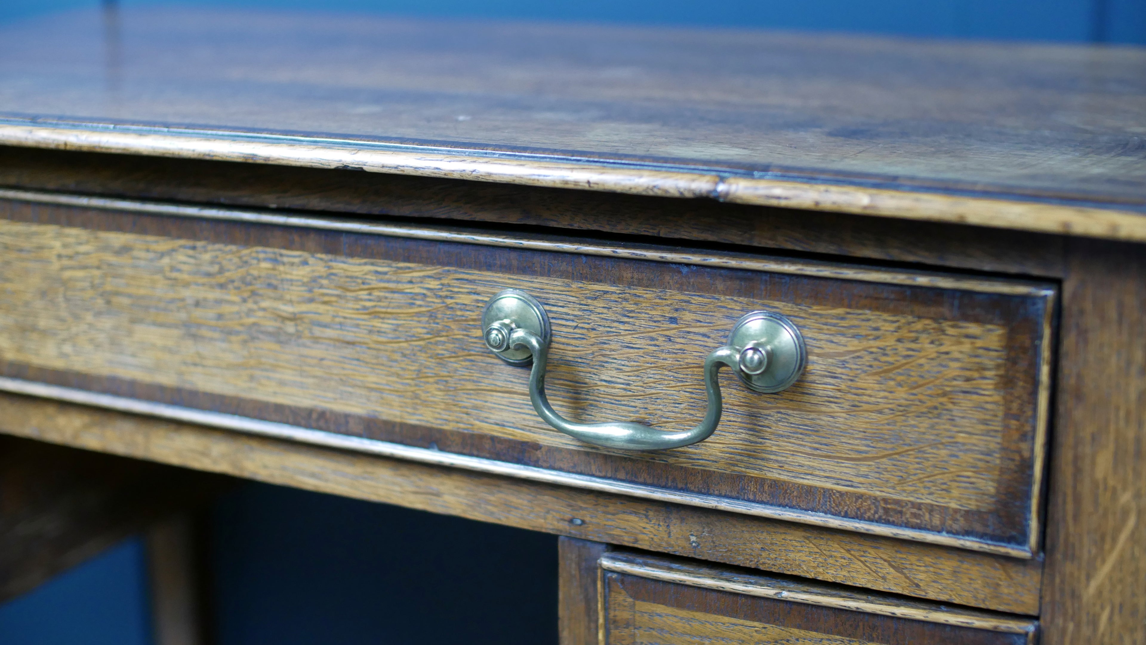George III Oak Banded Lowboy Side Console Hall Table