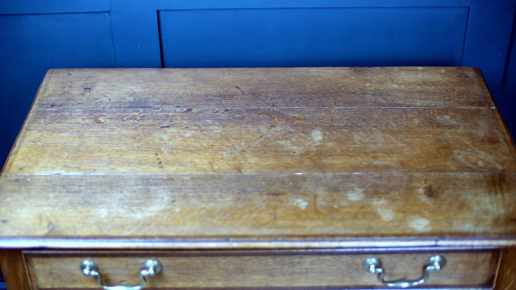 George III Oak Banded Lowboy Side Console Hall Table