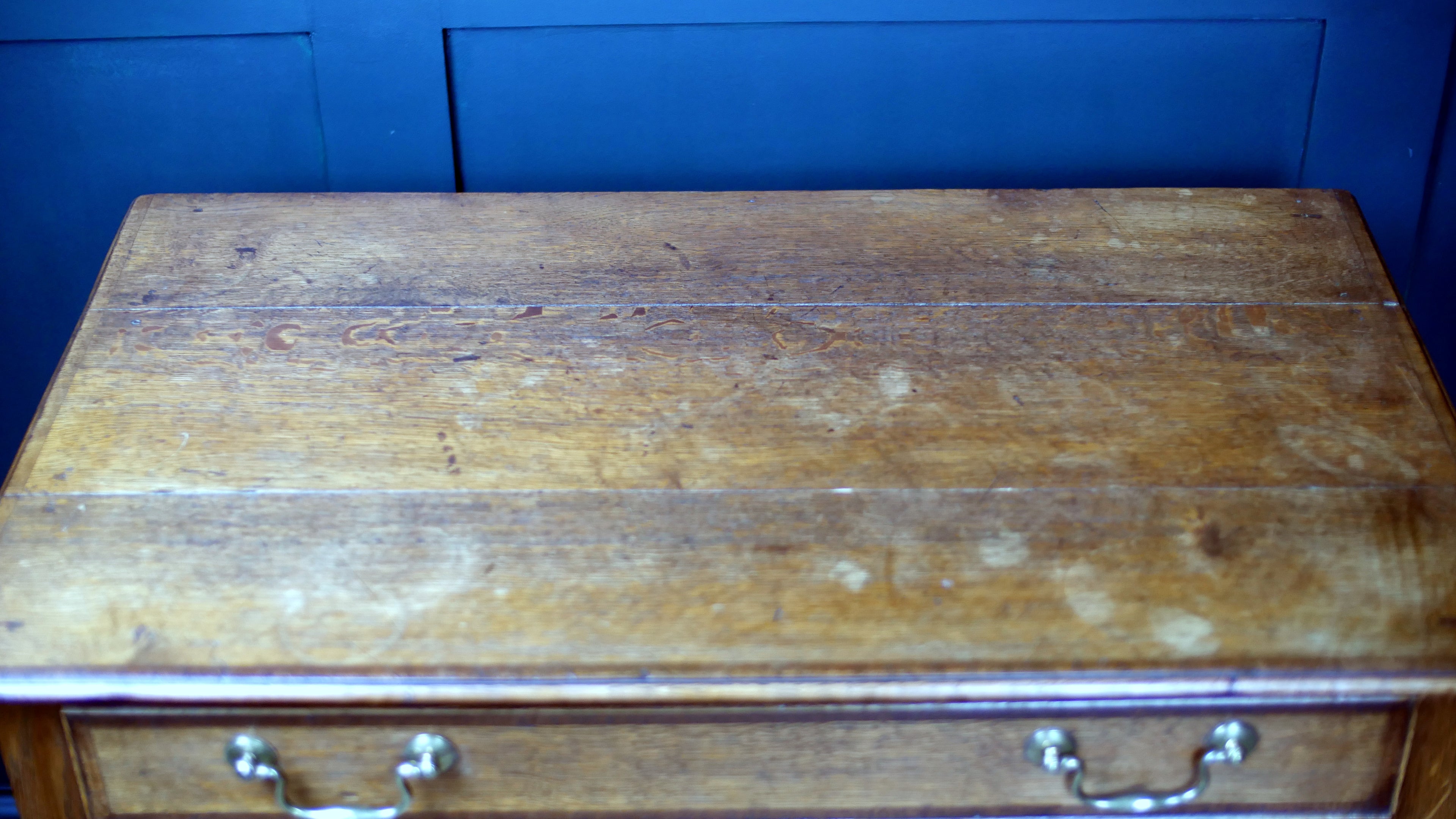 George III Oak Banded Lowboy Side Console Hall Table