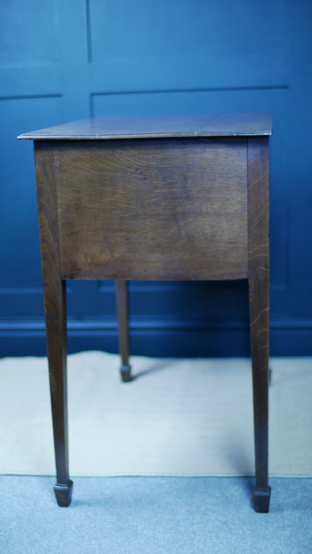 George III Oak Banded Lowboy Side Console Hall Table
