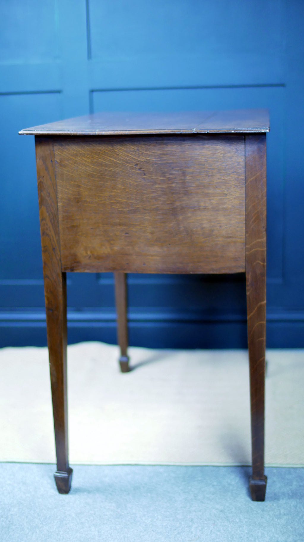 George III Oak Banded Lowboy Side Console Hall Table