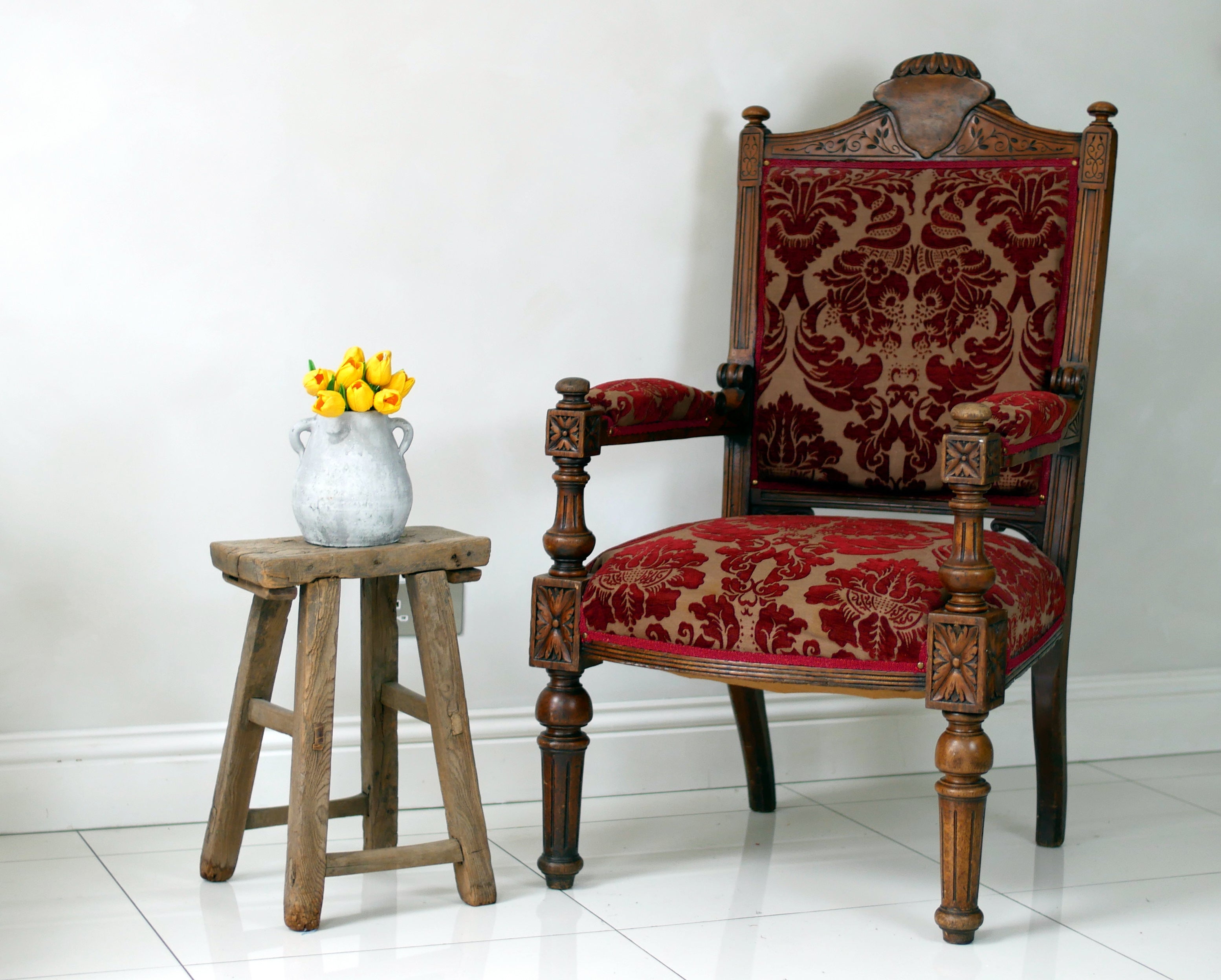 Victorian Carved Oak Throne Chair