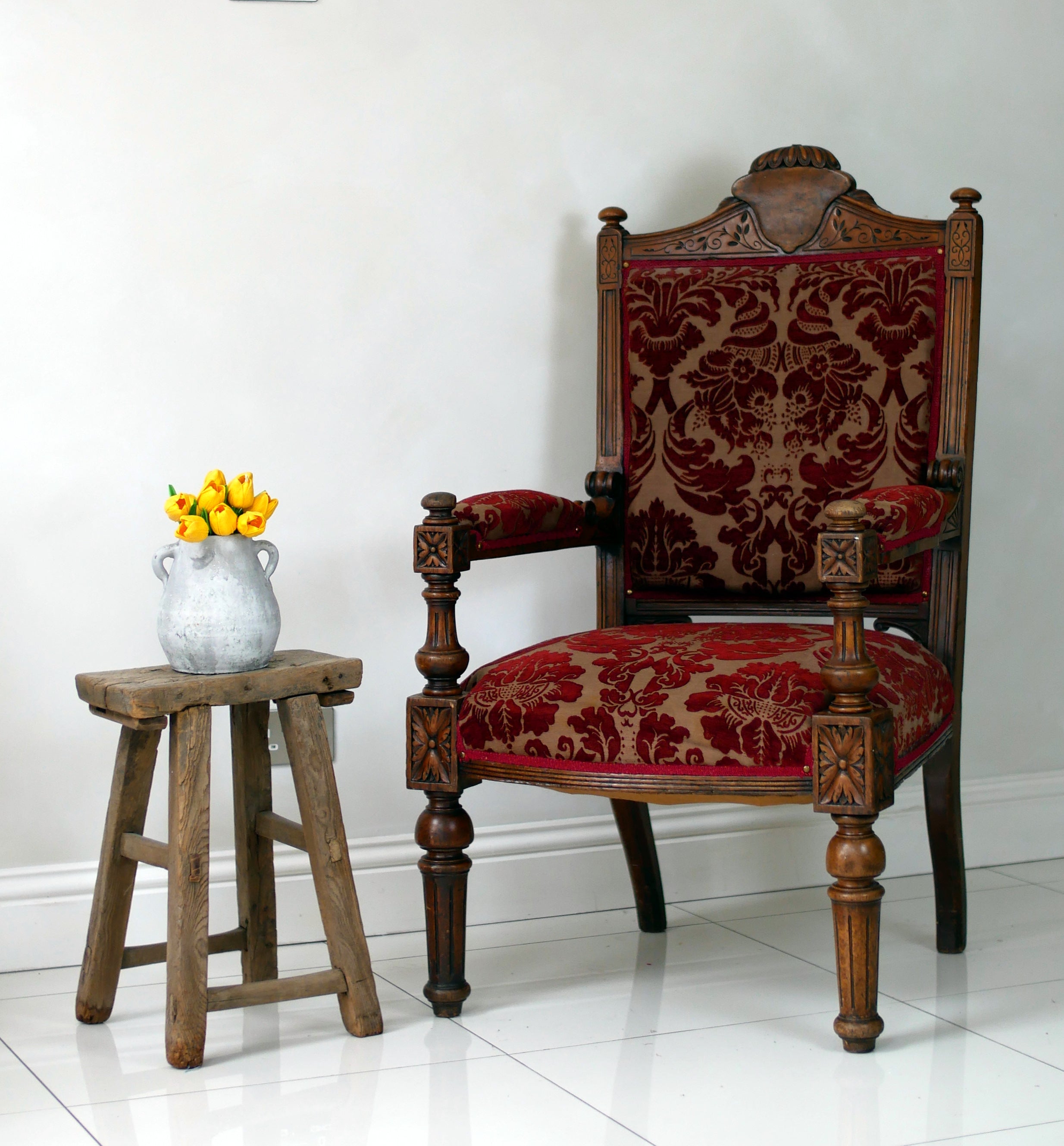 Victorian Carved Oak Throne Chair