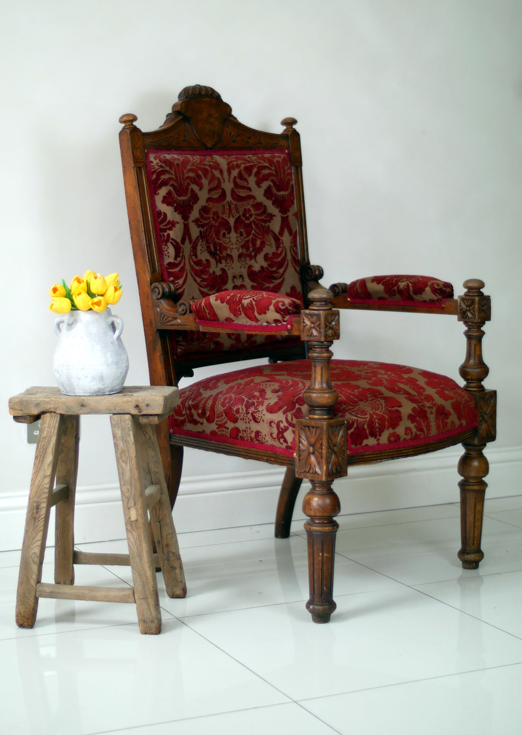 Victorian Carved Oak Throne Chair