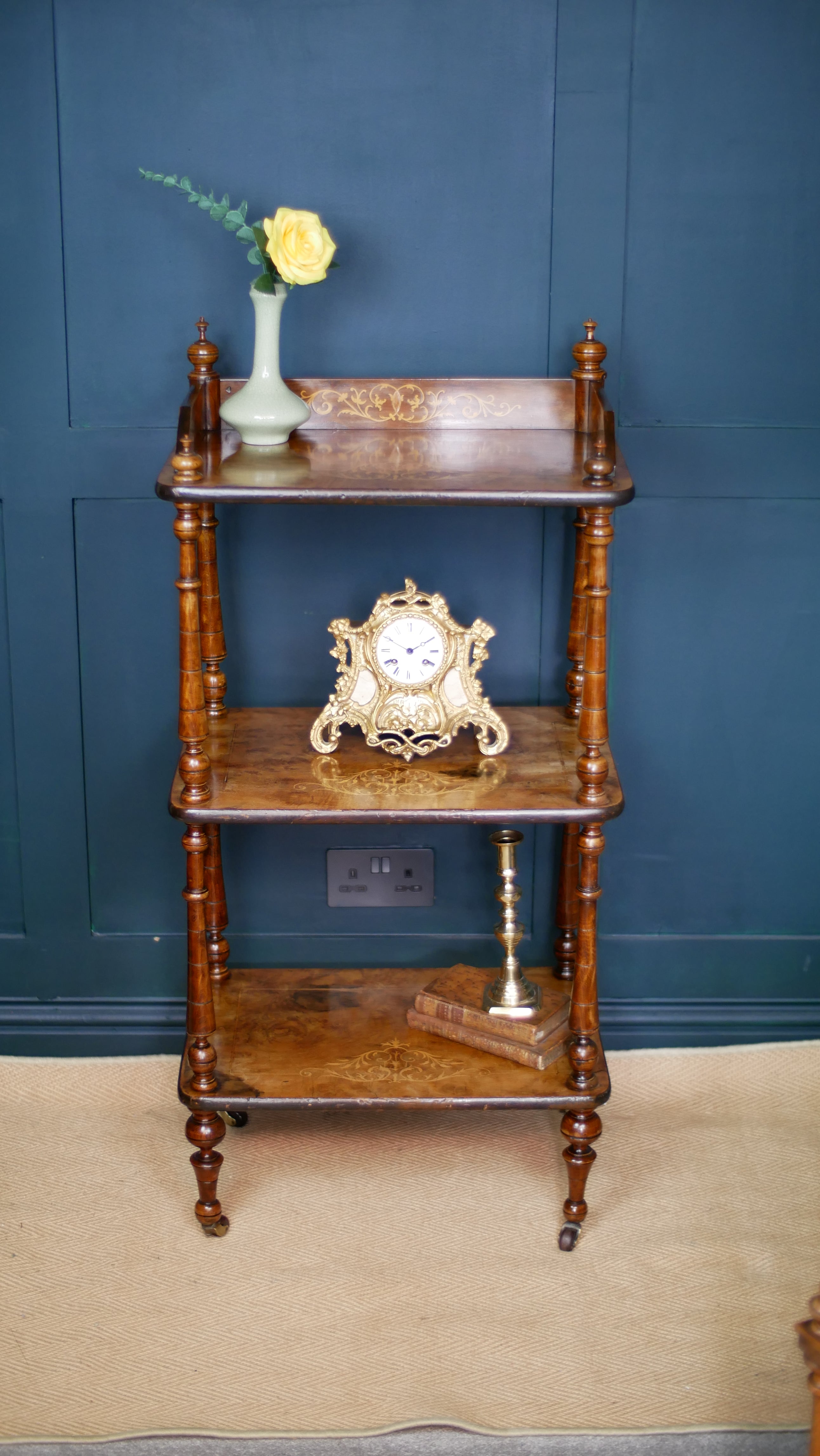 Victorian Inlaid Burr Walnut Whatnot