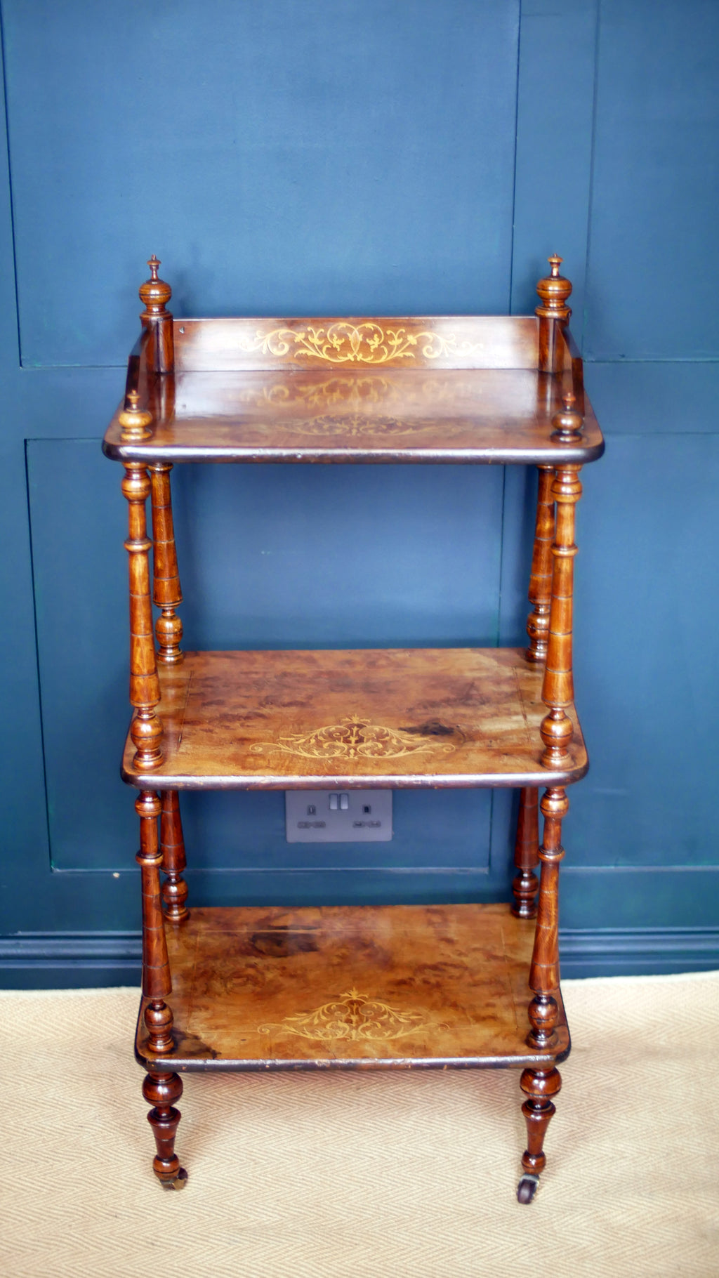 Victorian Inlaid Burr Walnut Whatnot
