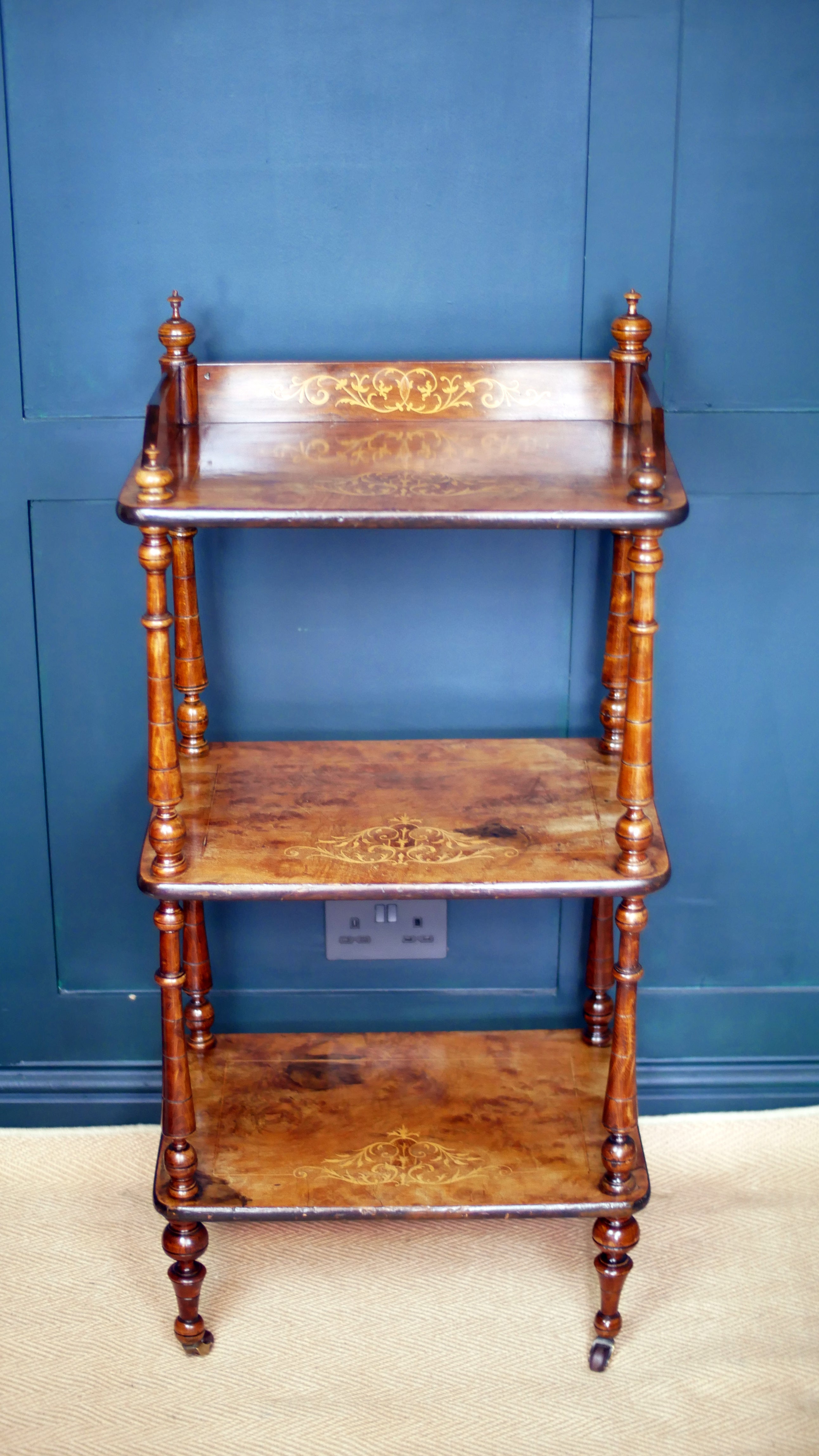 Victorian Inlaid Burr Walnut Whatnot