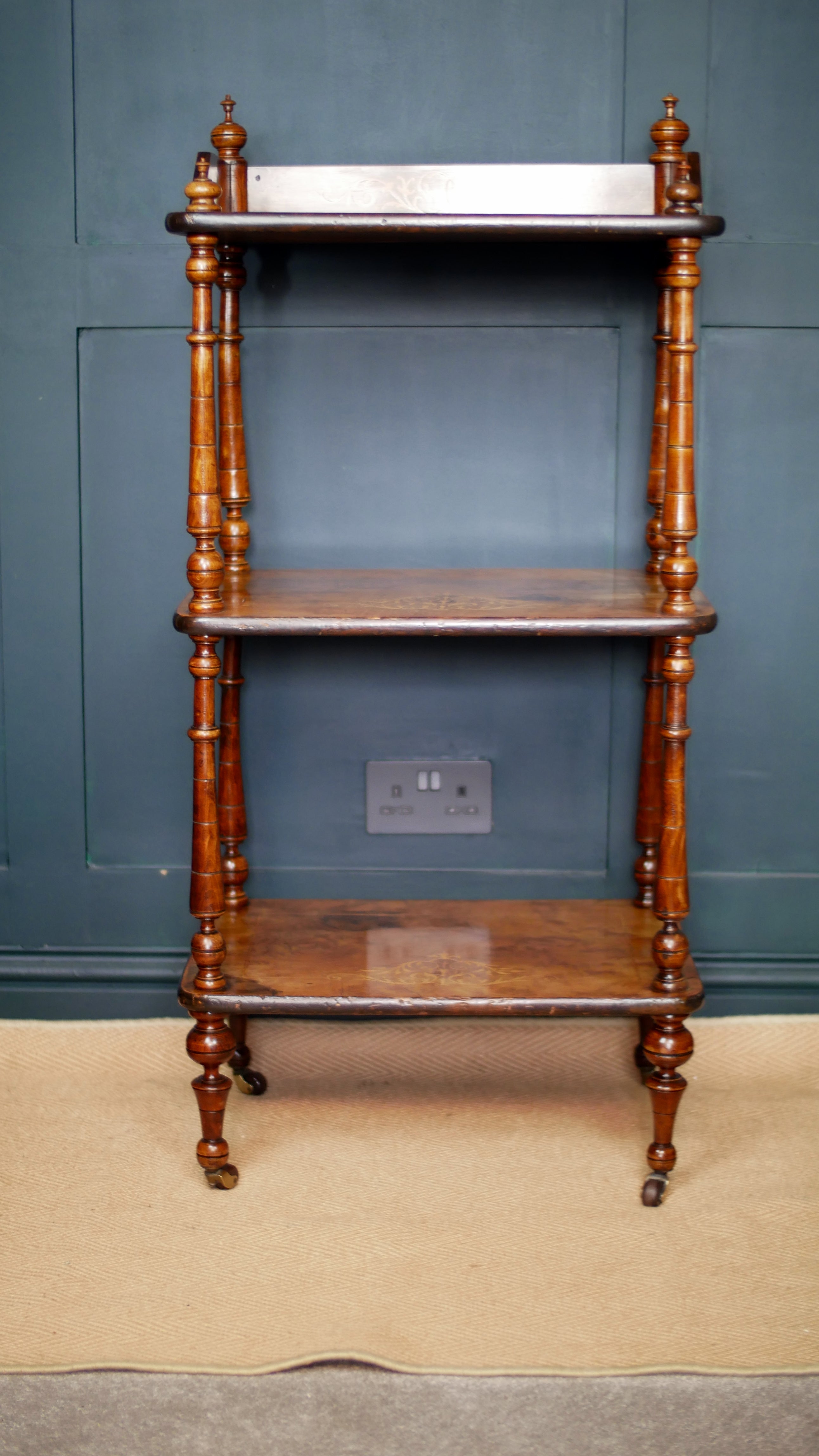 Victorian Inlaid Burr Walnut Whatnot
