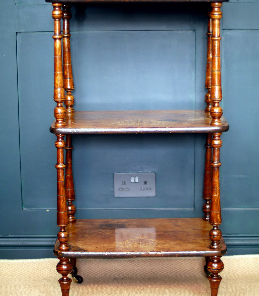 Victorian Inlaid Burr Walnut Whatnot