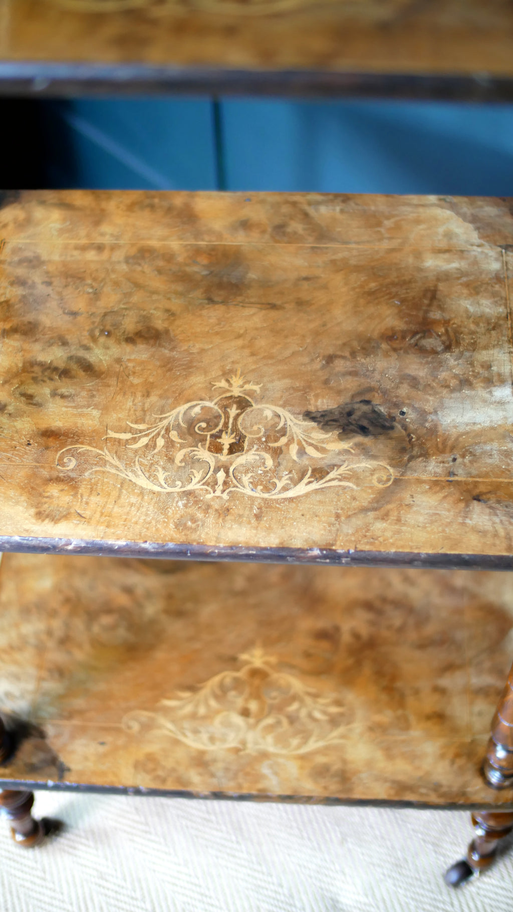 Victorian Inlaid Burr Walnut Whatnot
