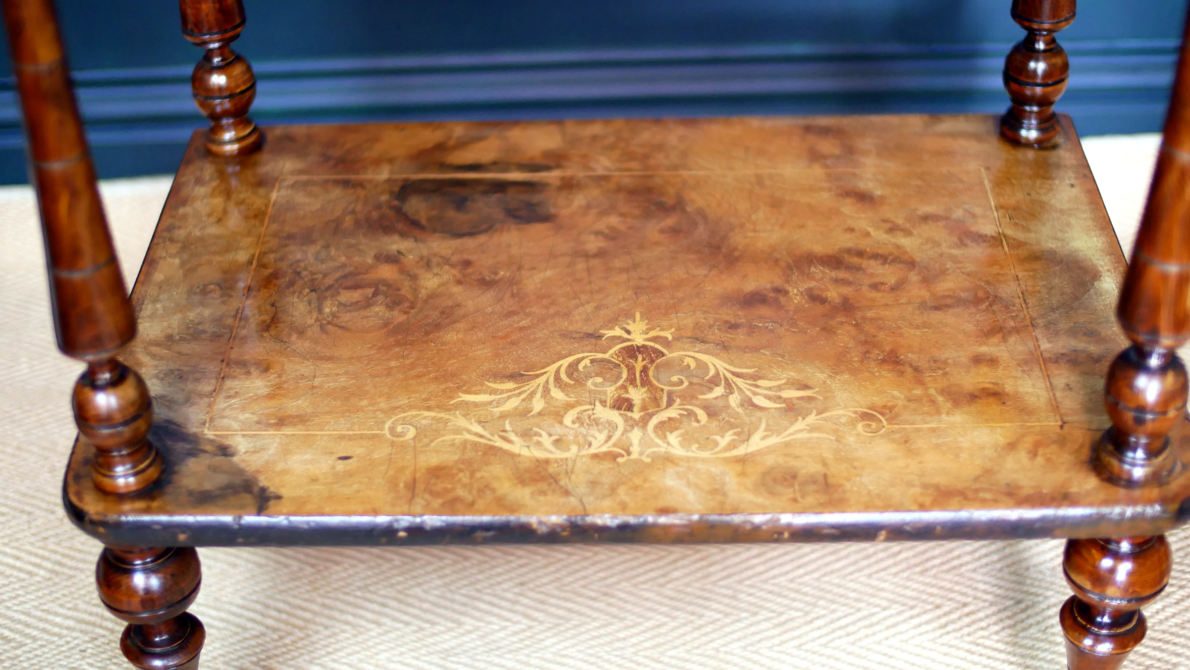 Victorian Inlaid Burr Walnut Whatnot