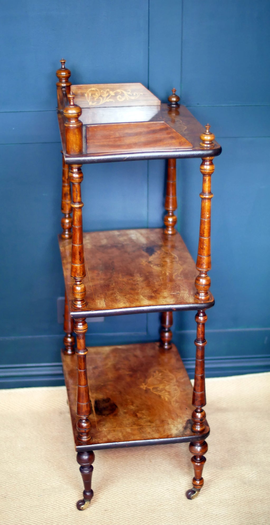 Victorian Inlaid Burr Walnut Whatnot