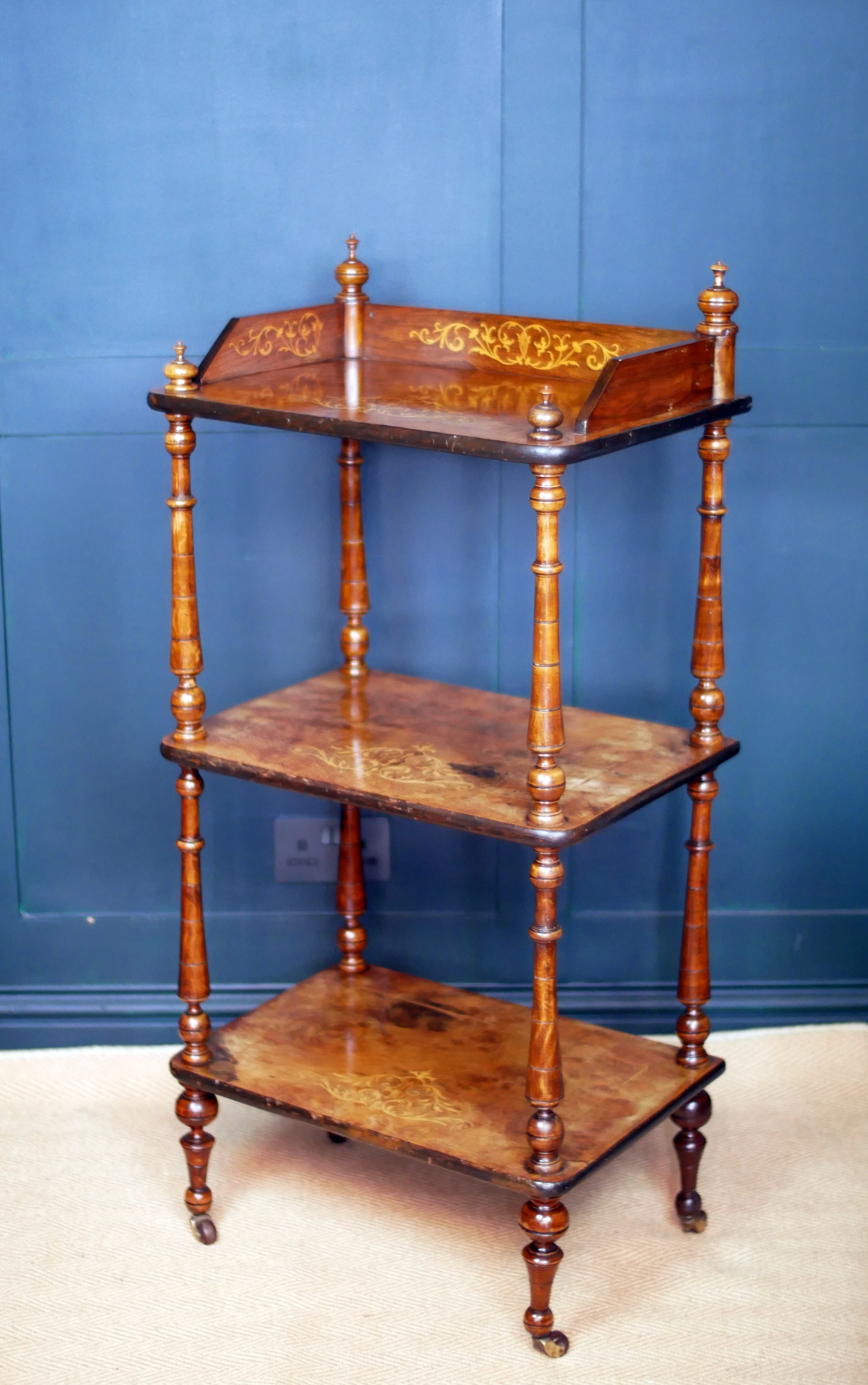 Victorian Inlaid Burr Walnut Whatnot