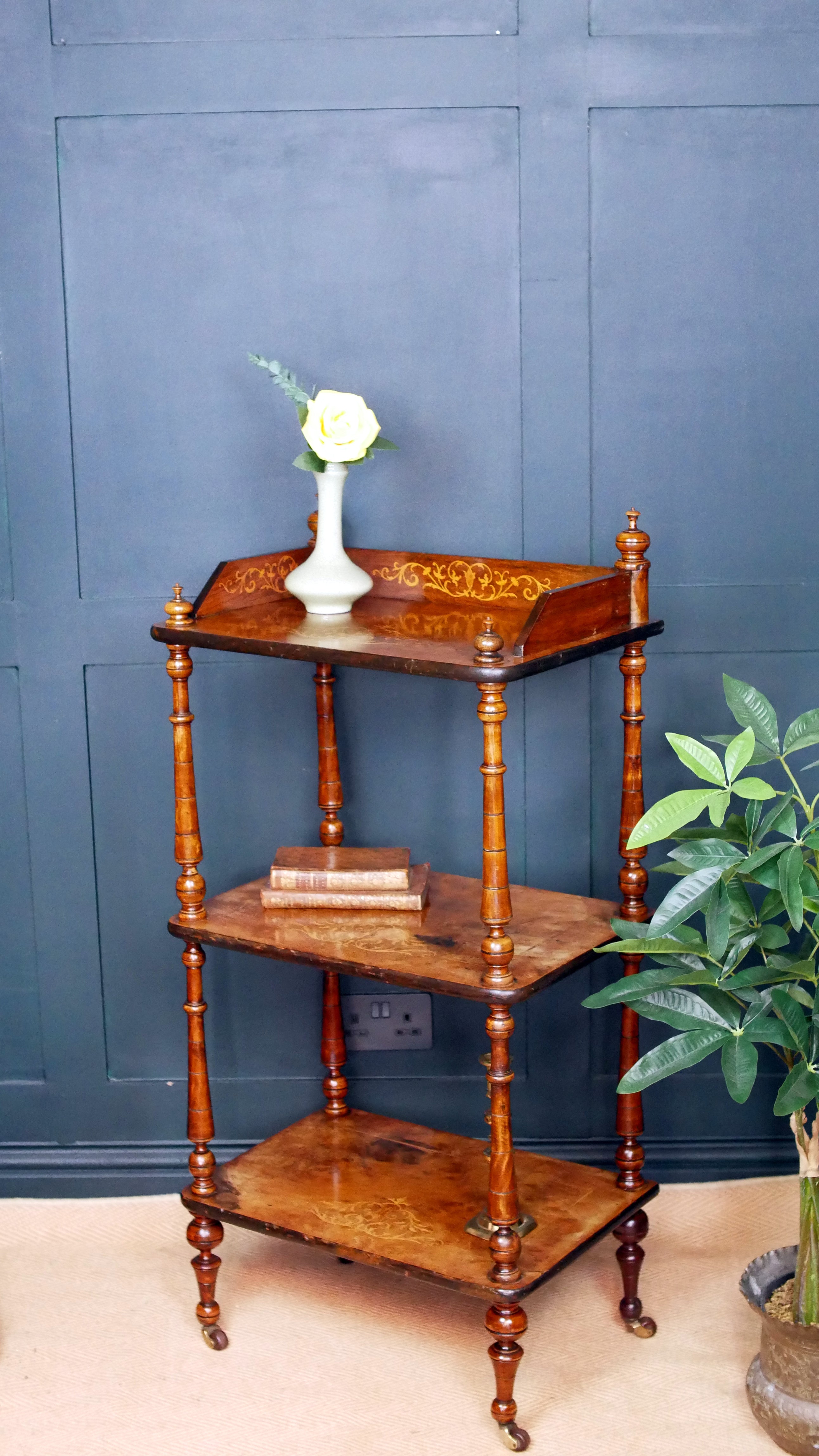 Victorian Inlaid Burr Walnut Whatnot