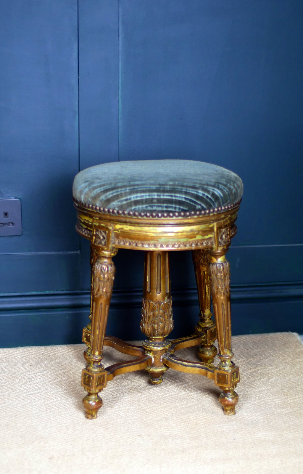 Antique Louis XVI Style Giltwood Piano Stool