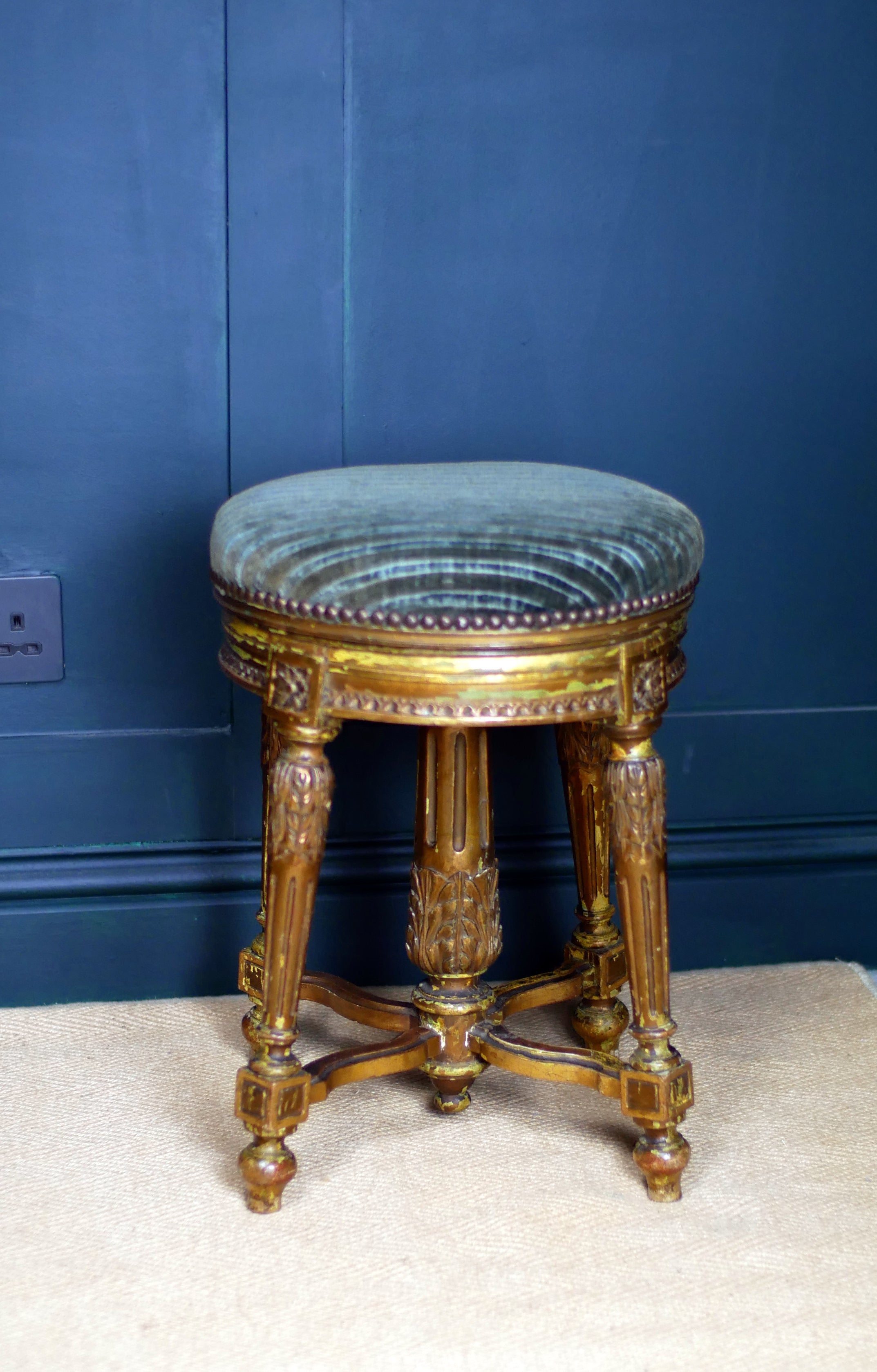 Antique Louis XVI Style Giltwood Piano Stool