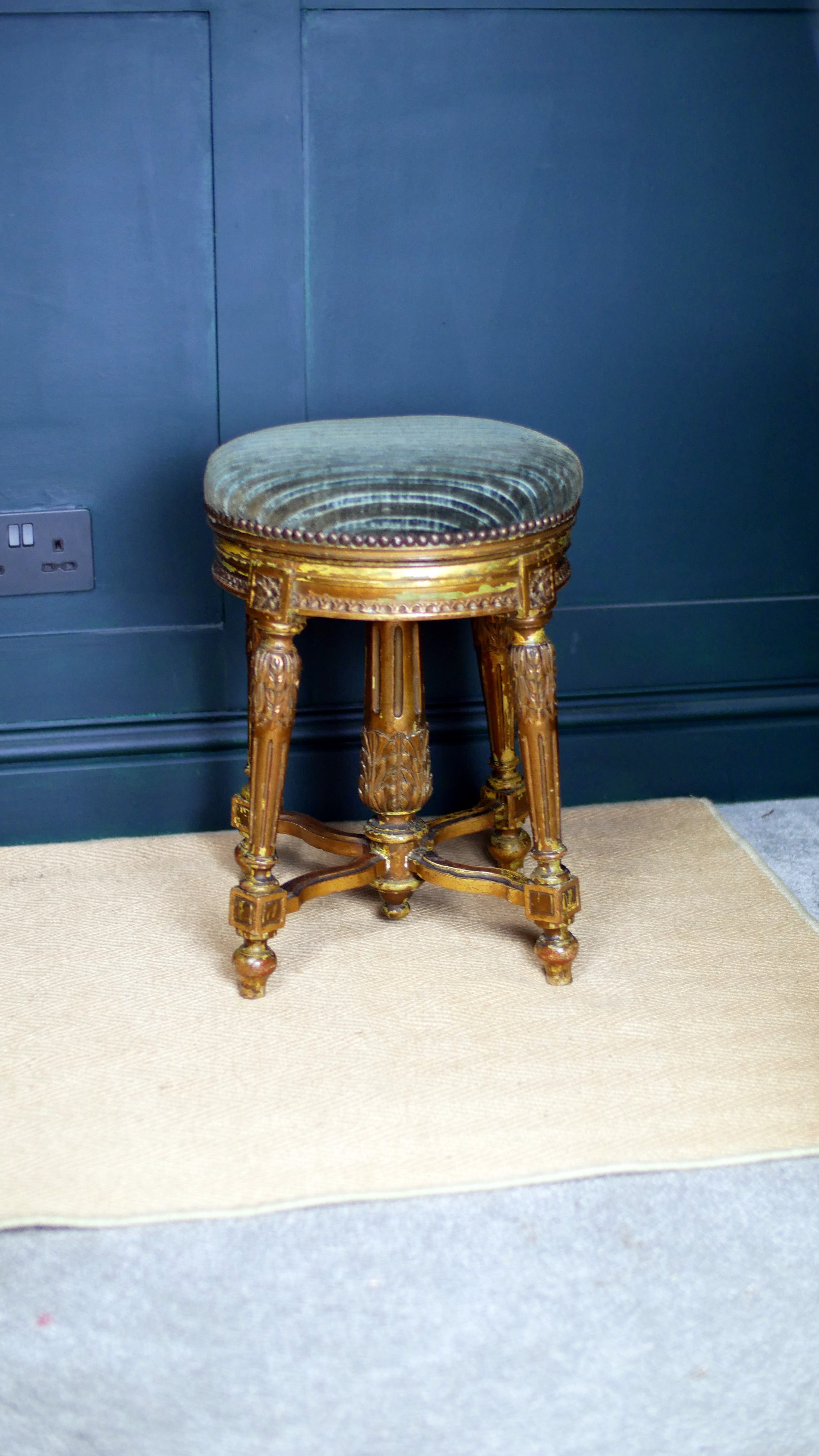 Antique Louis XVI Style Giltwood Piano Stool