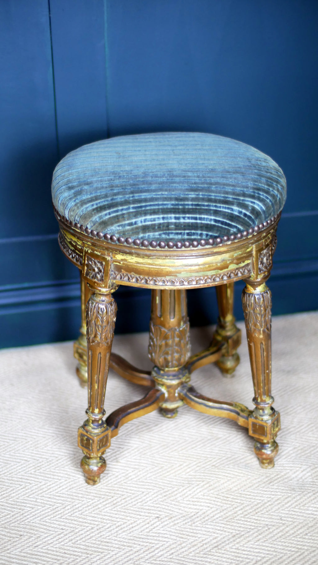 Antique Louis XVI Style Giltwood Piano Stool