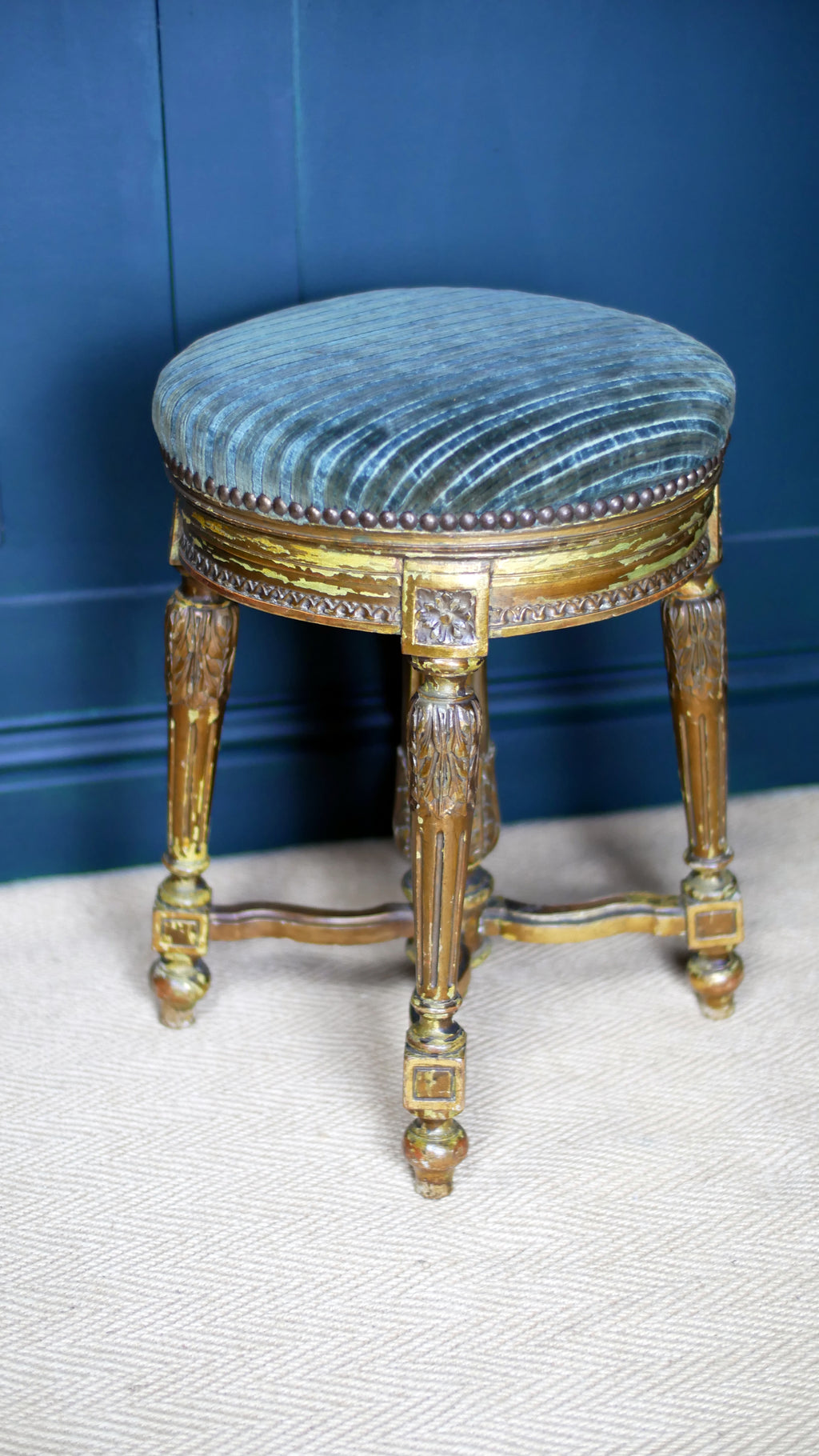 Antique Louis XVI Style Giltwood Piano Stool