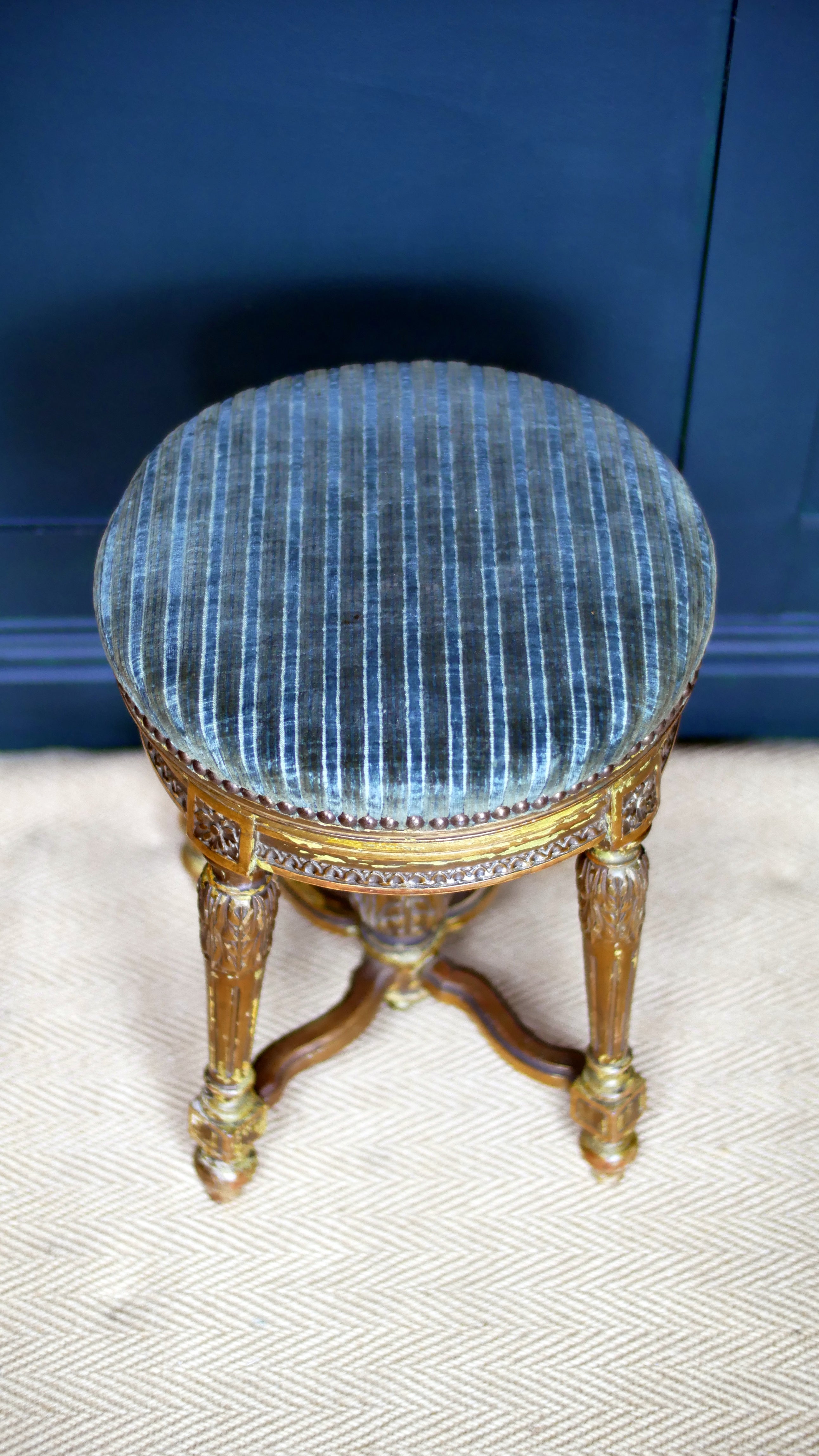 Antique Louis XVI Style Giltwood Piano Stool