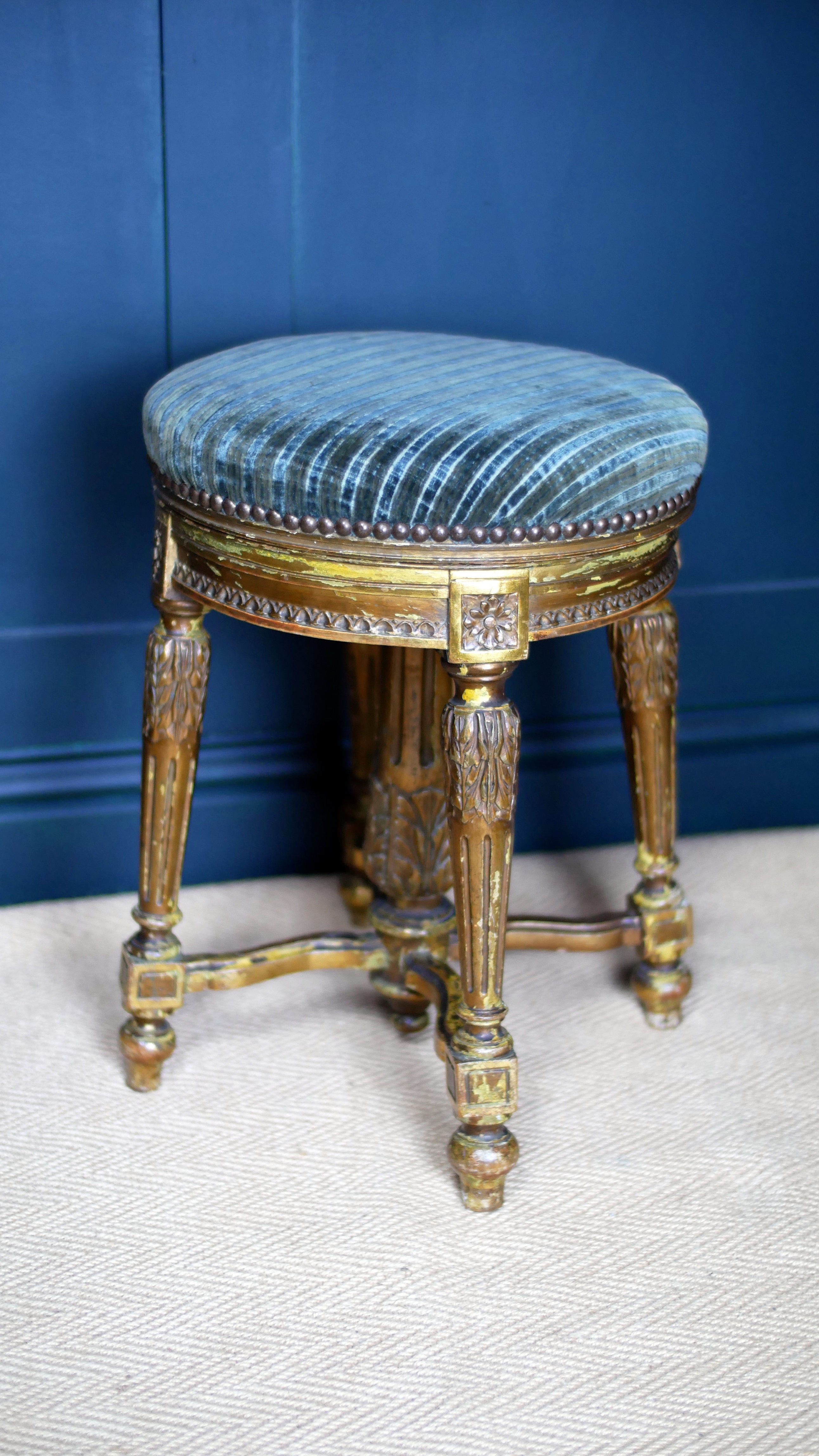 Antique Louis XVI Style Giltwood Piano Stool