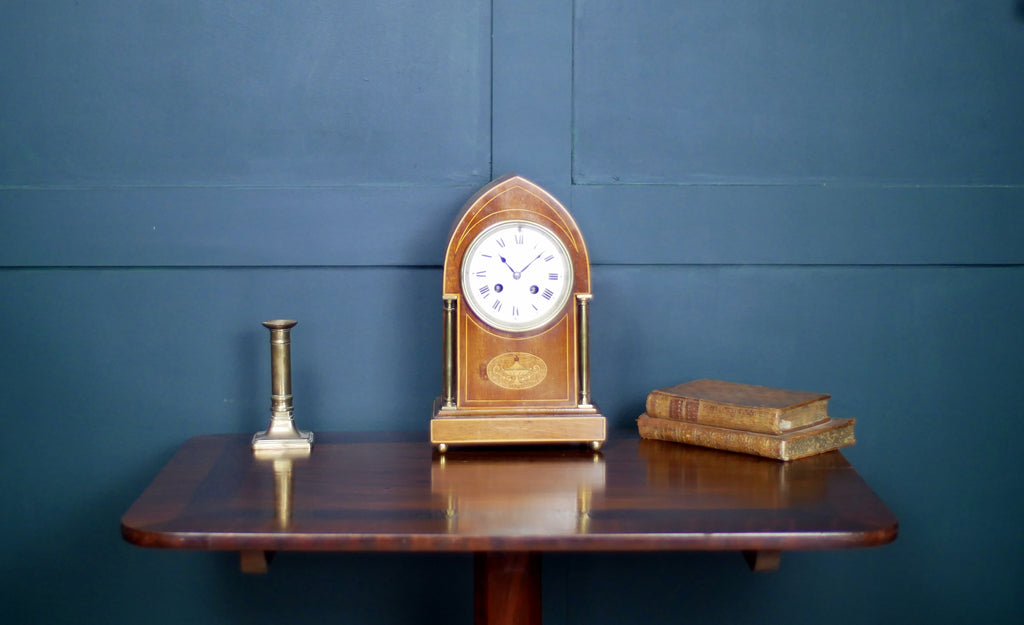 Edwardian Inlaid Mahogany Mantel Clock