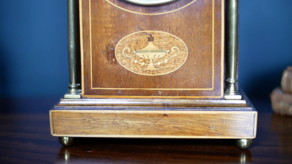 Edwardian Inlaid Mahogany Mantel Clock