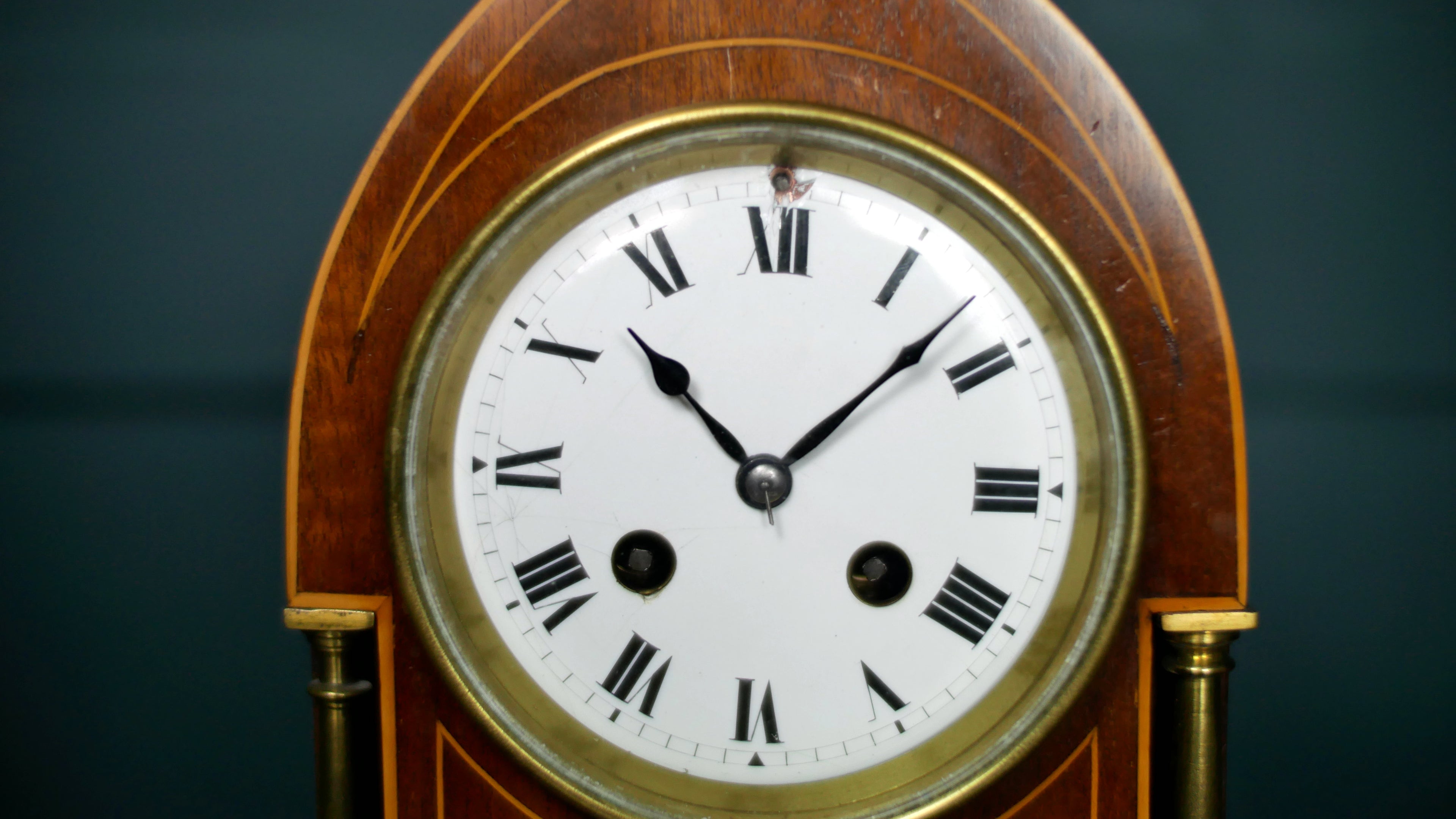 Edwardian Inlaid Mahogany Mantel Clock