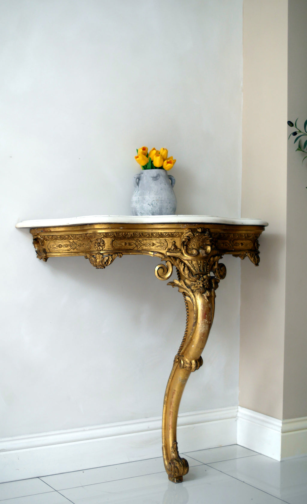 A 19th-Century Louis XIV Style Giltwood Console Table