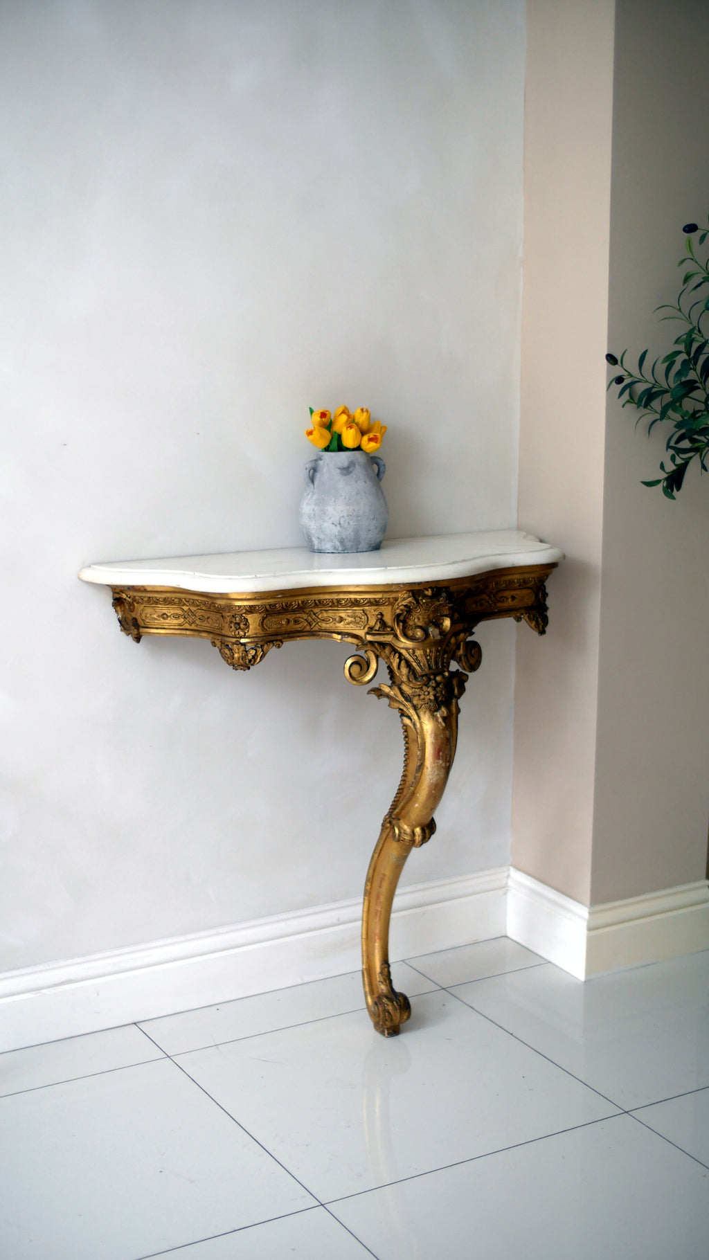A 19th-Century Louis XIV Style Giltwood Console Table