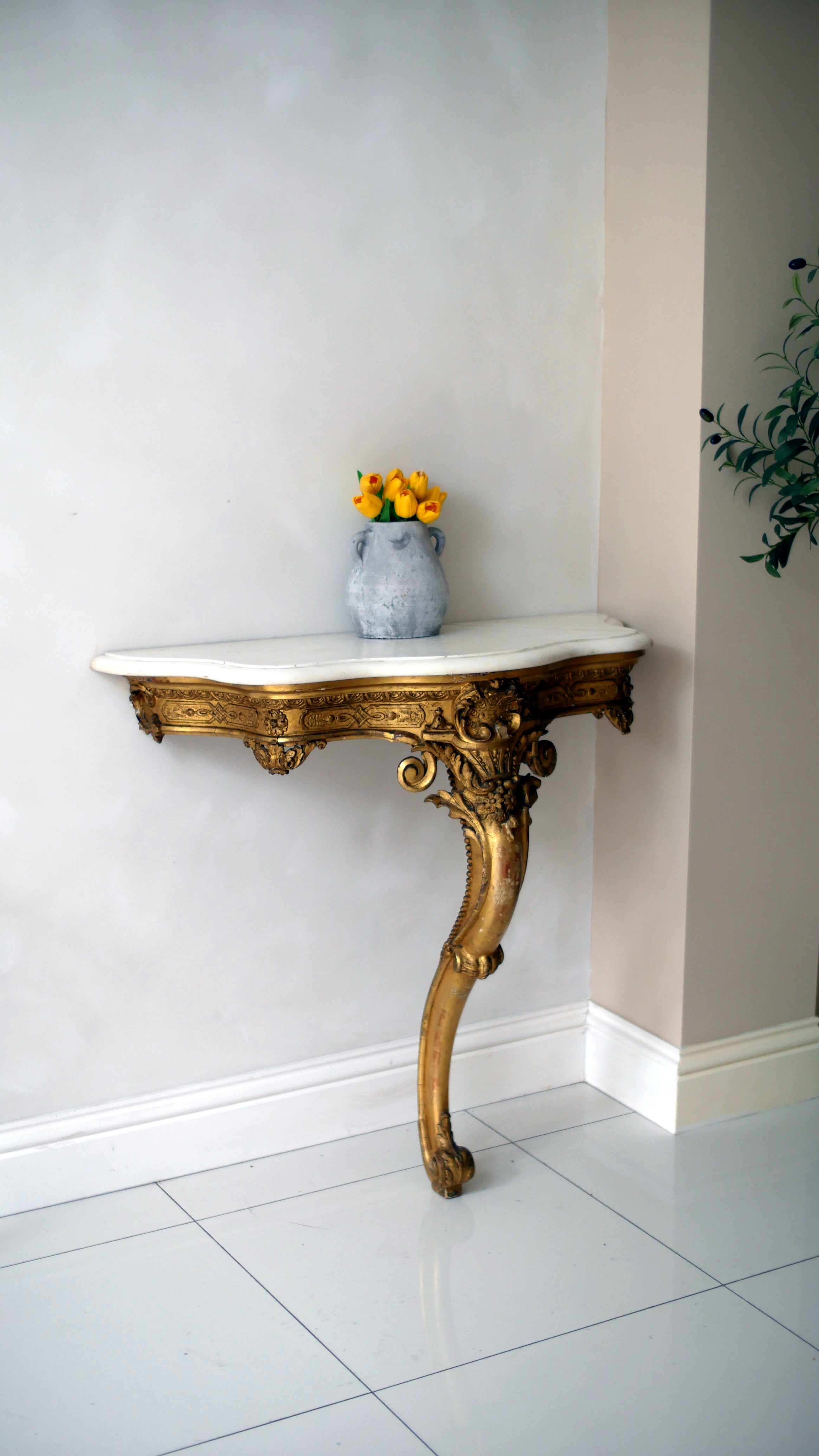 A 19th-Century Louis XIV Style Giltwood Console Table