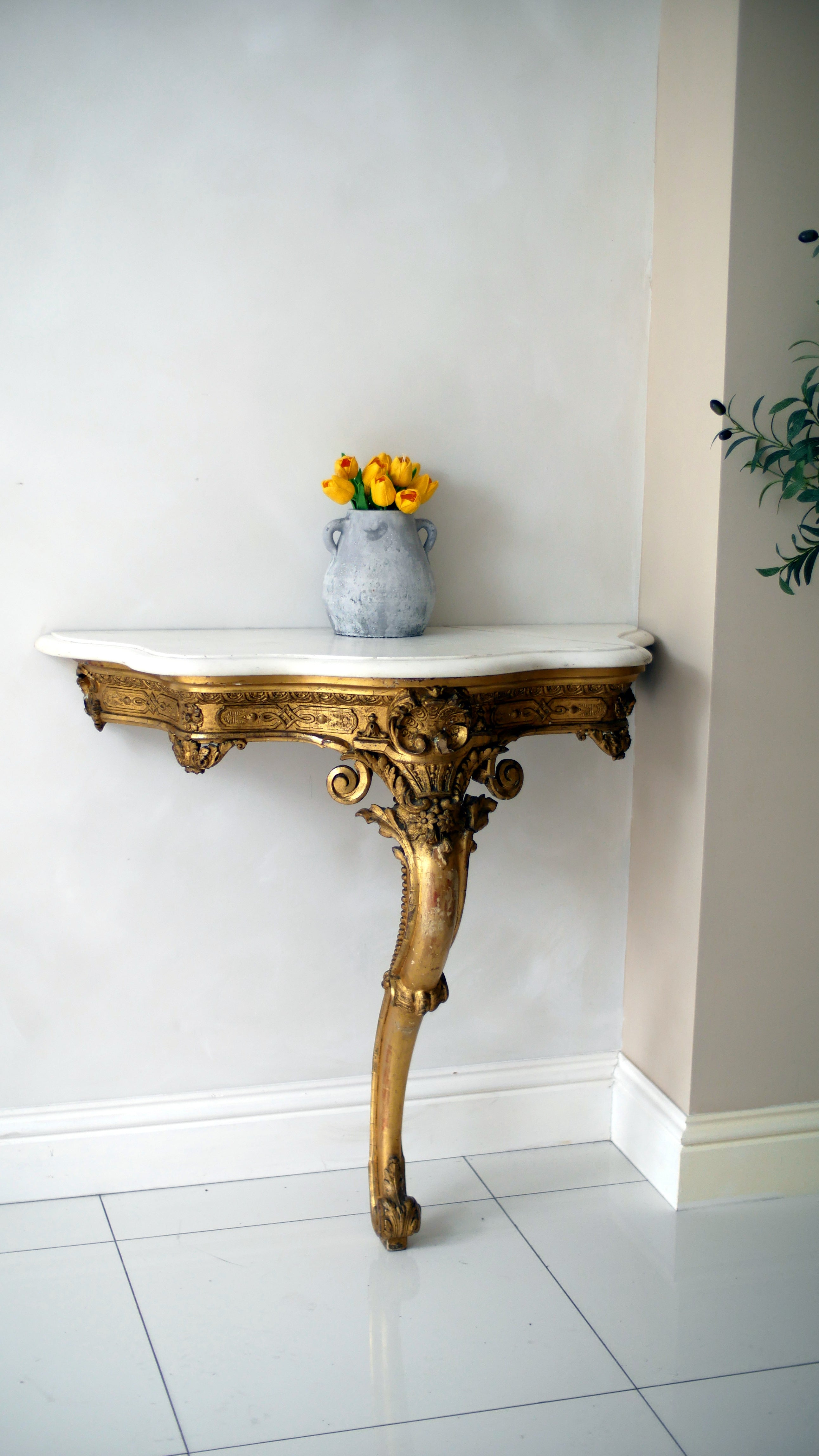 A 19th-Century Louis XIV Style Giltwood Console Table