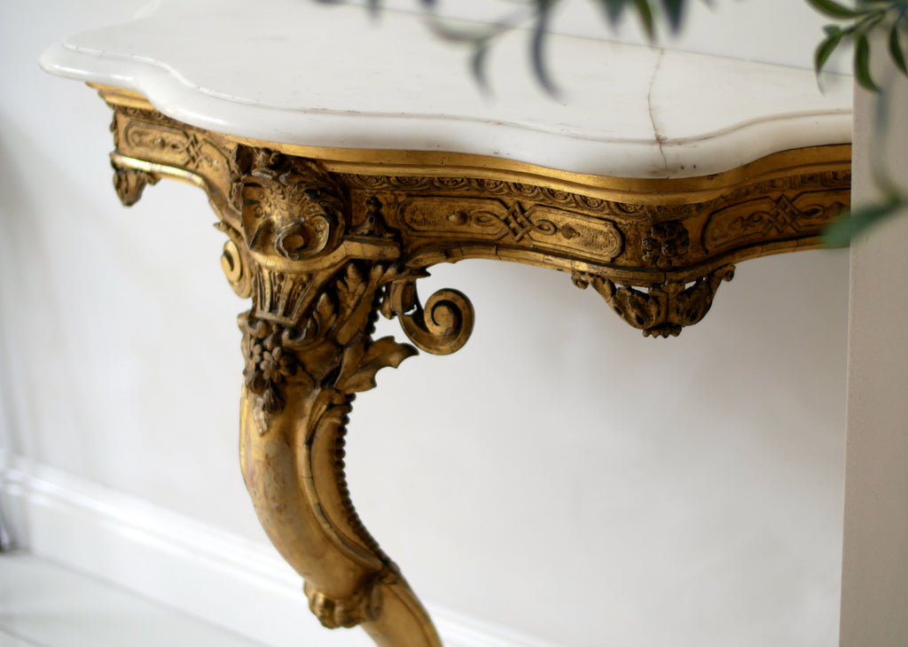 A 19th-Century Louis XIV Style Giltwood Console Table