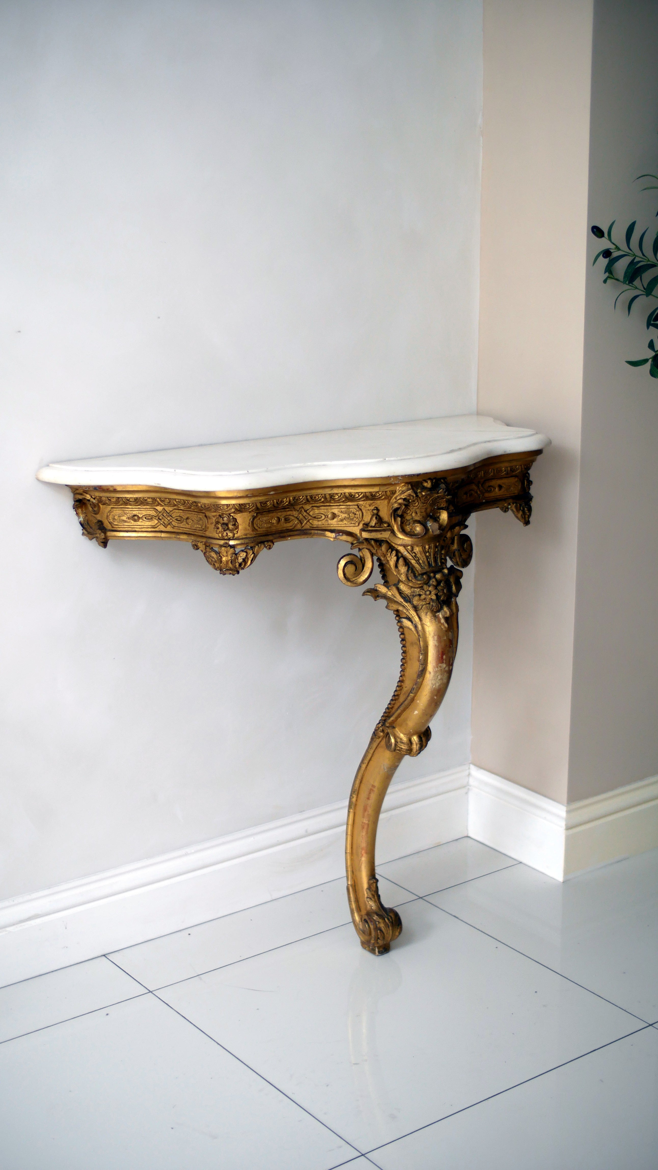 A 19th-Century Louis XIV Style Giltwood Console Table