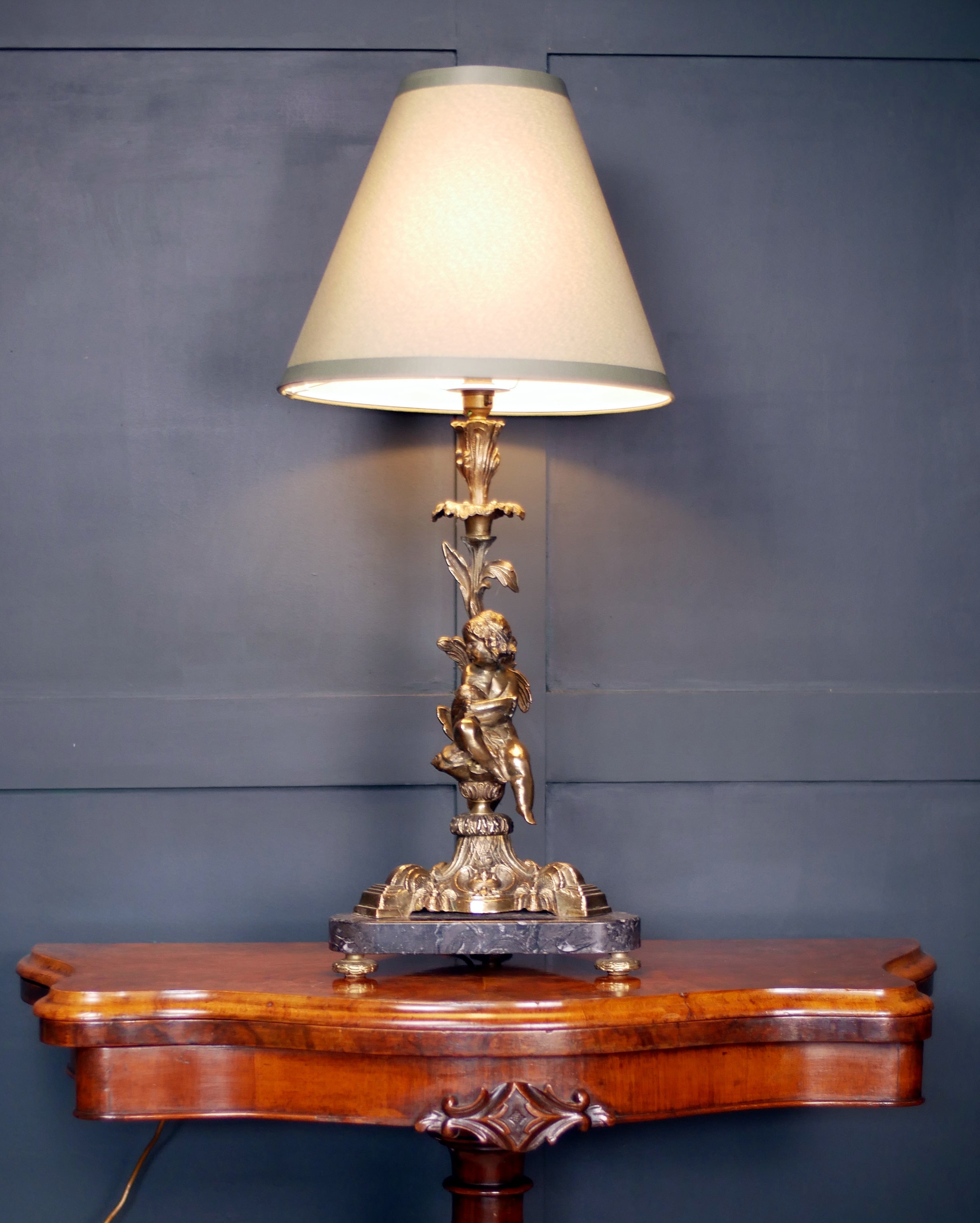 Antique French Cherub Lamp
