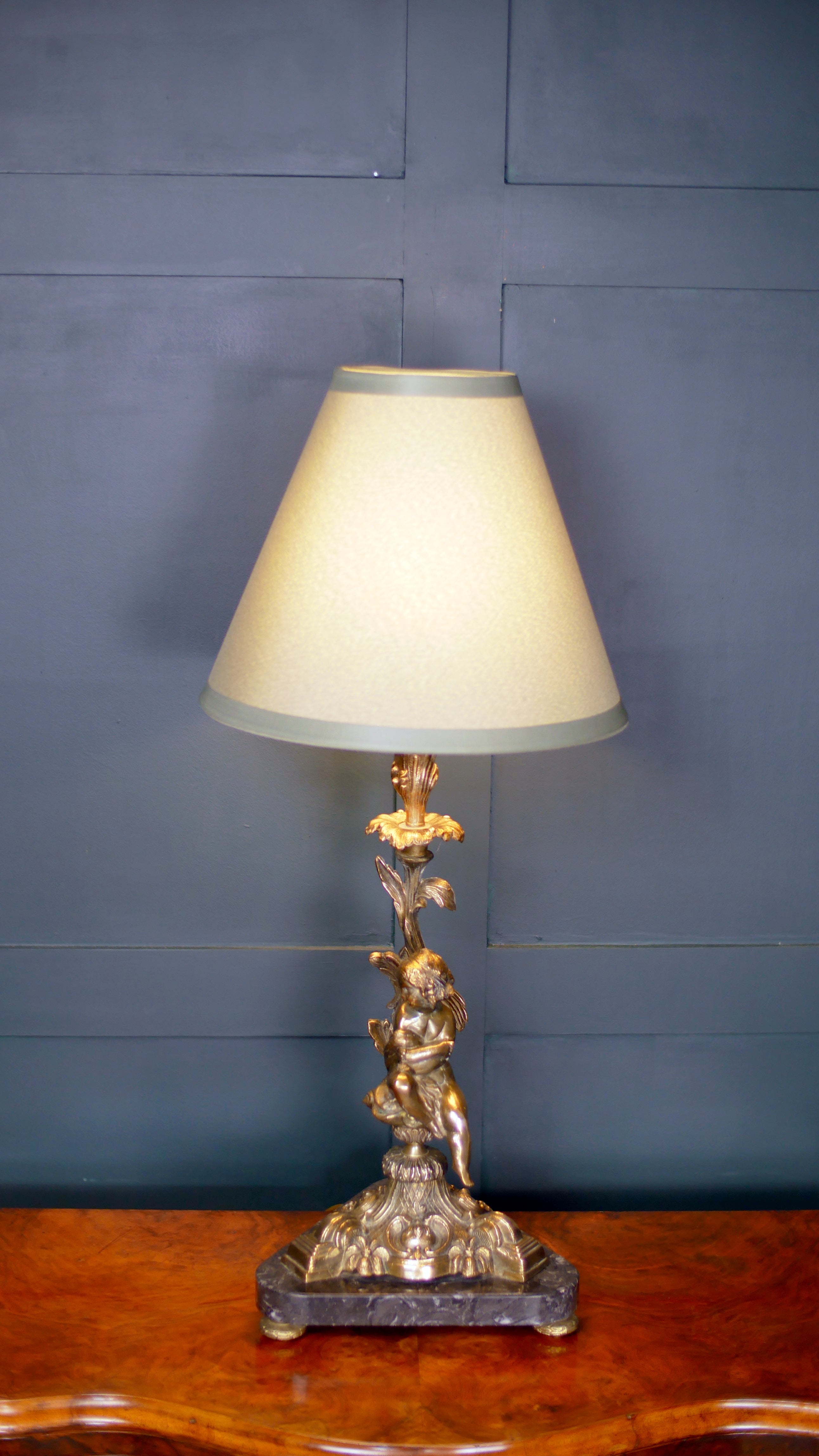 Antique French Cherub Lamp