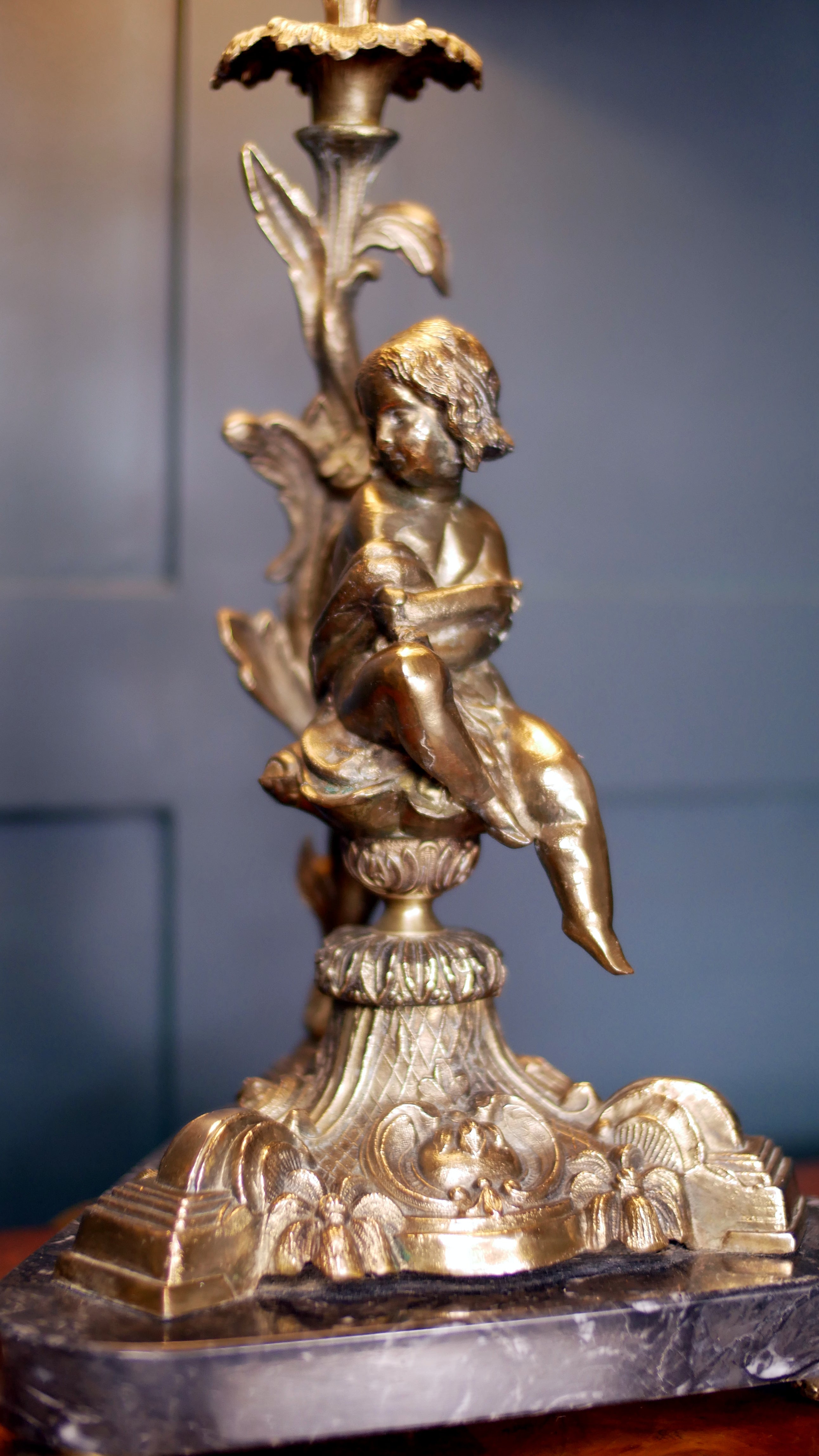 Antique French Cherub Lamp