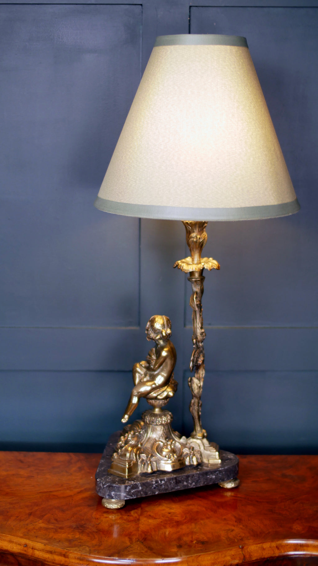 Antique French Cherub Lamp
