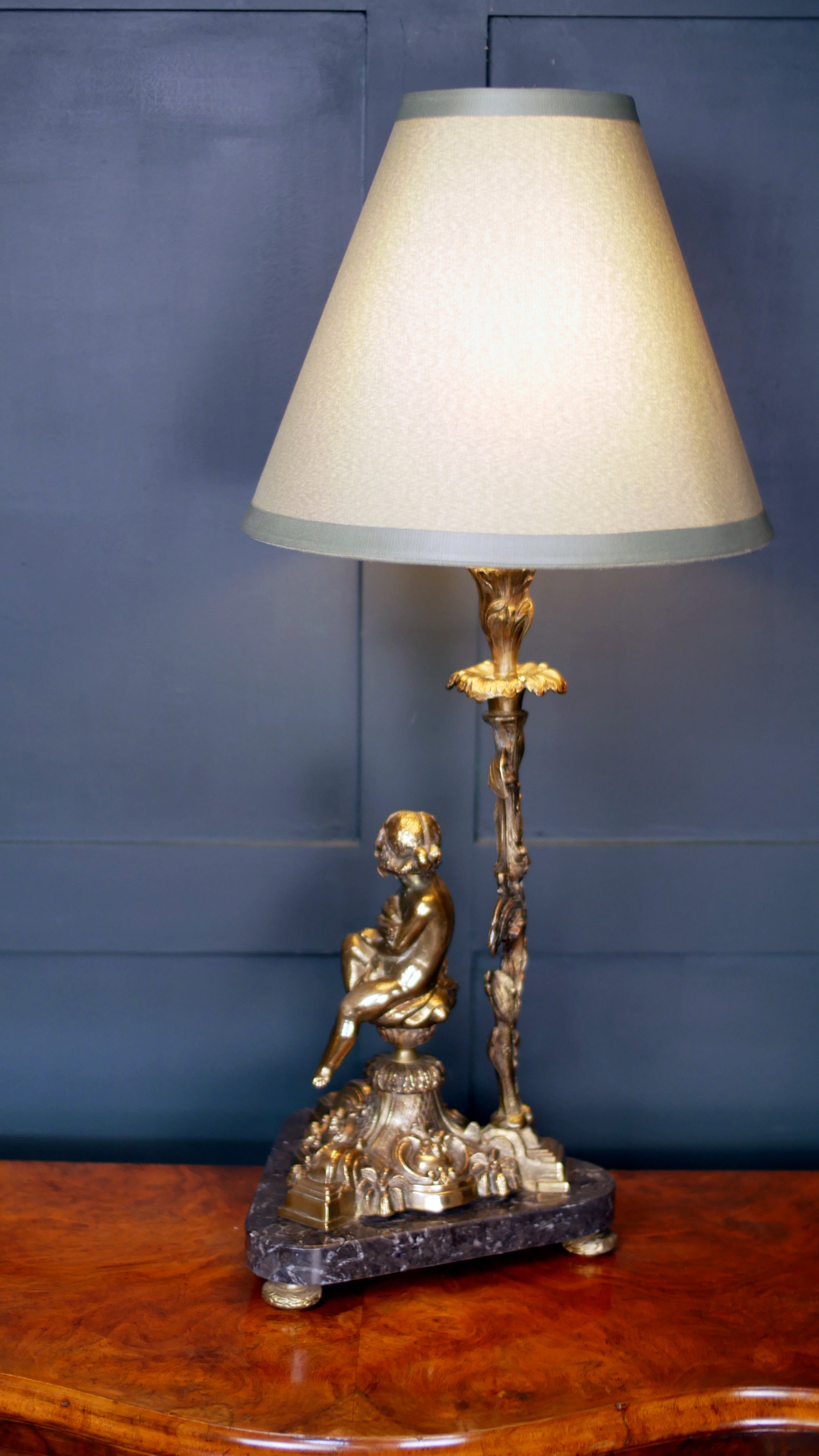 Antique French Cherub Lamp