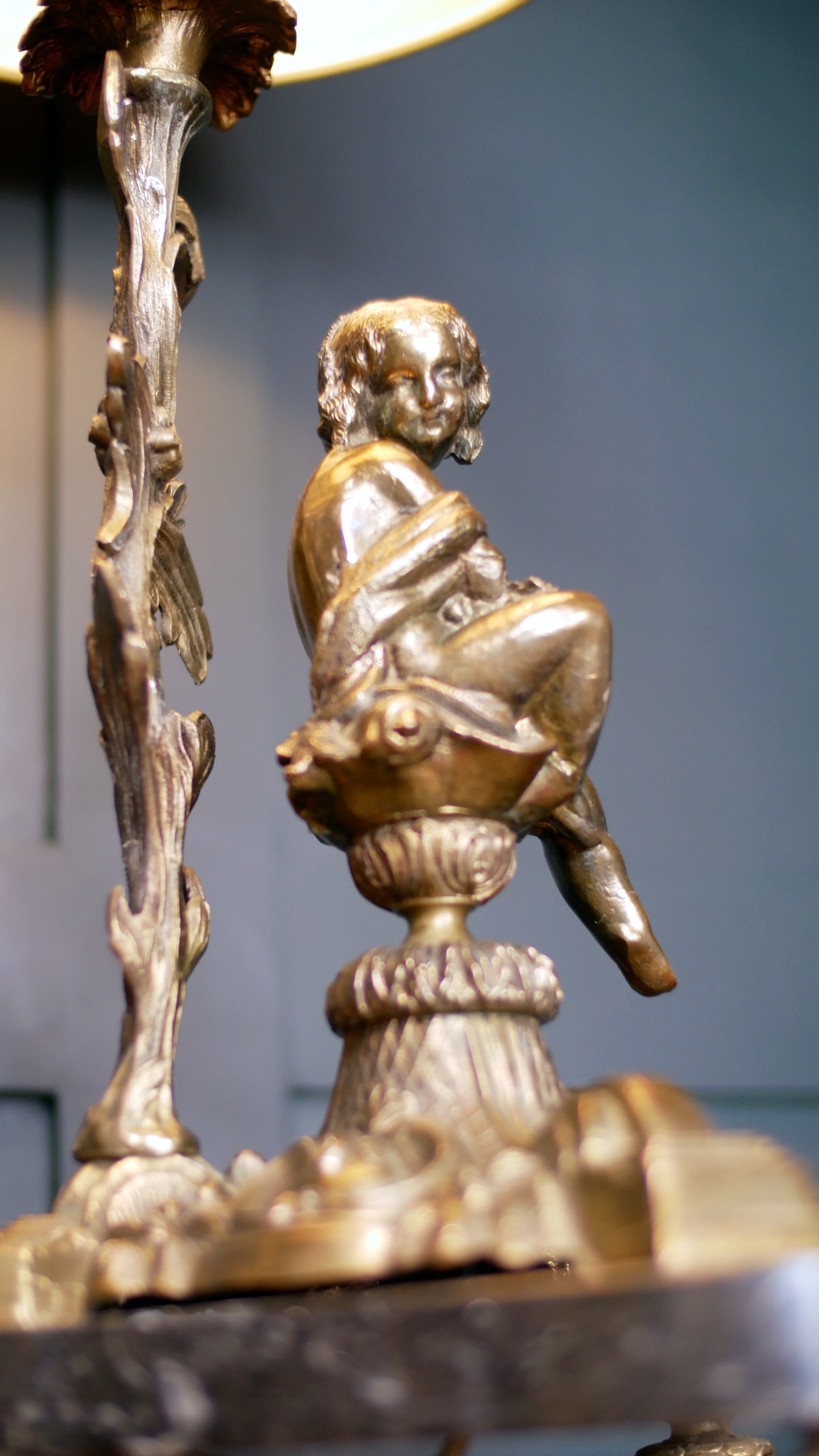 Antique French Cherub Lamp