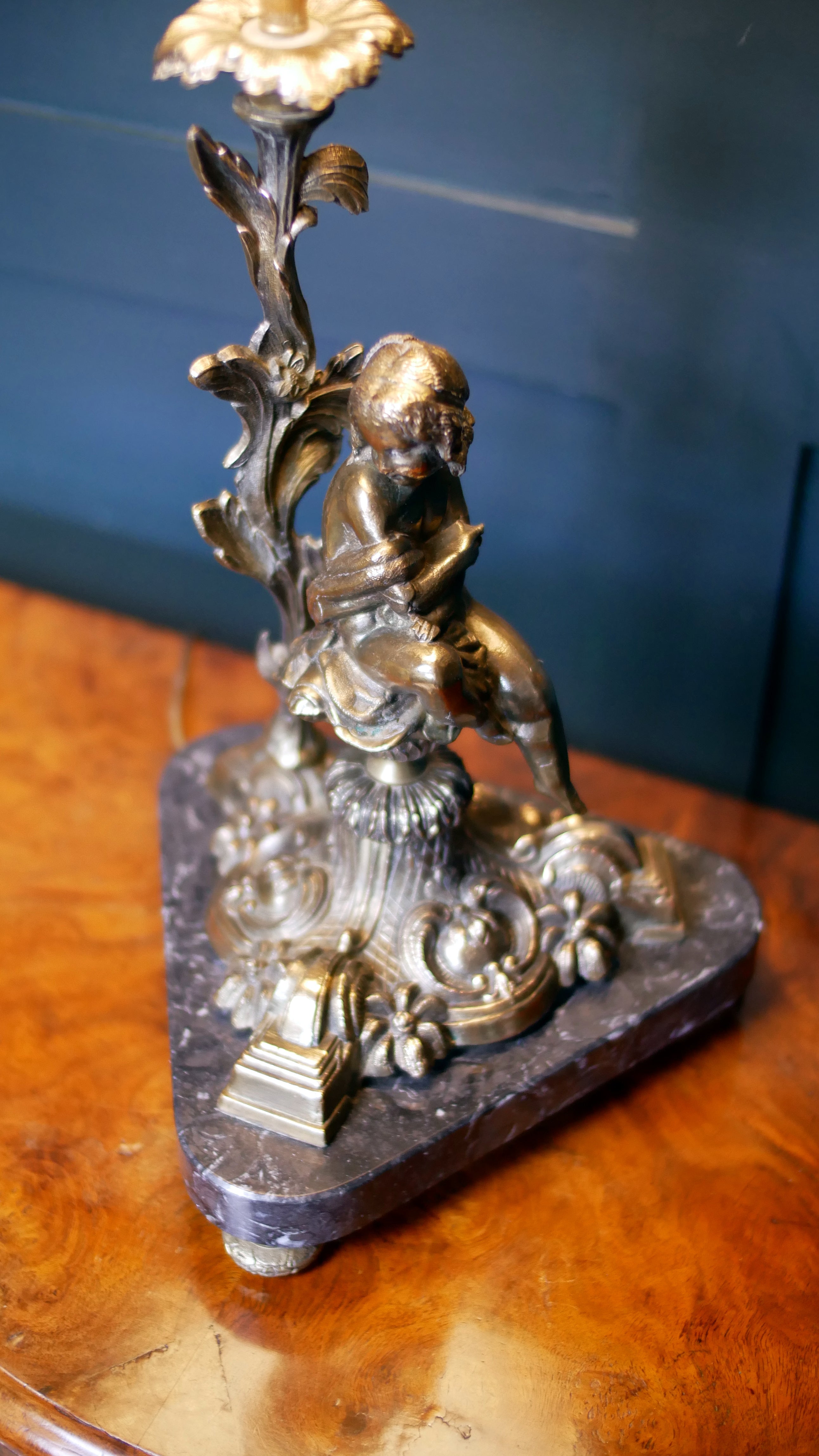 Antique French Cherub Lamp