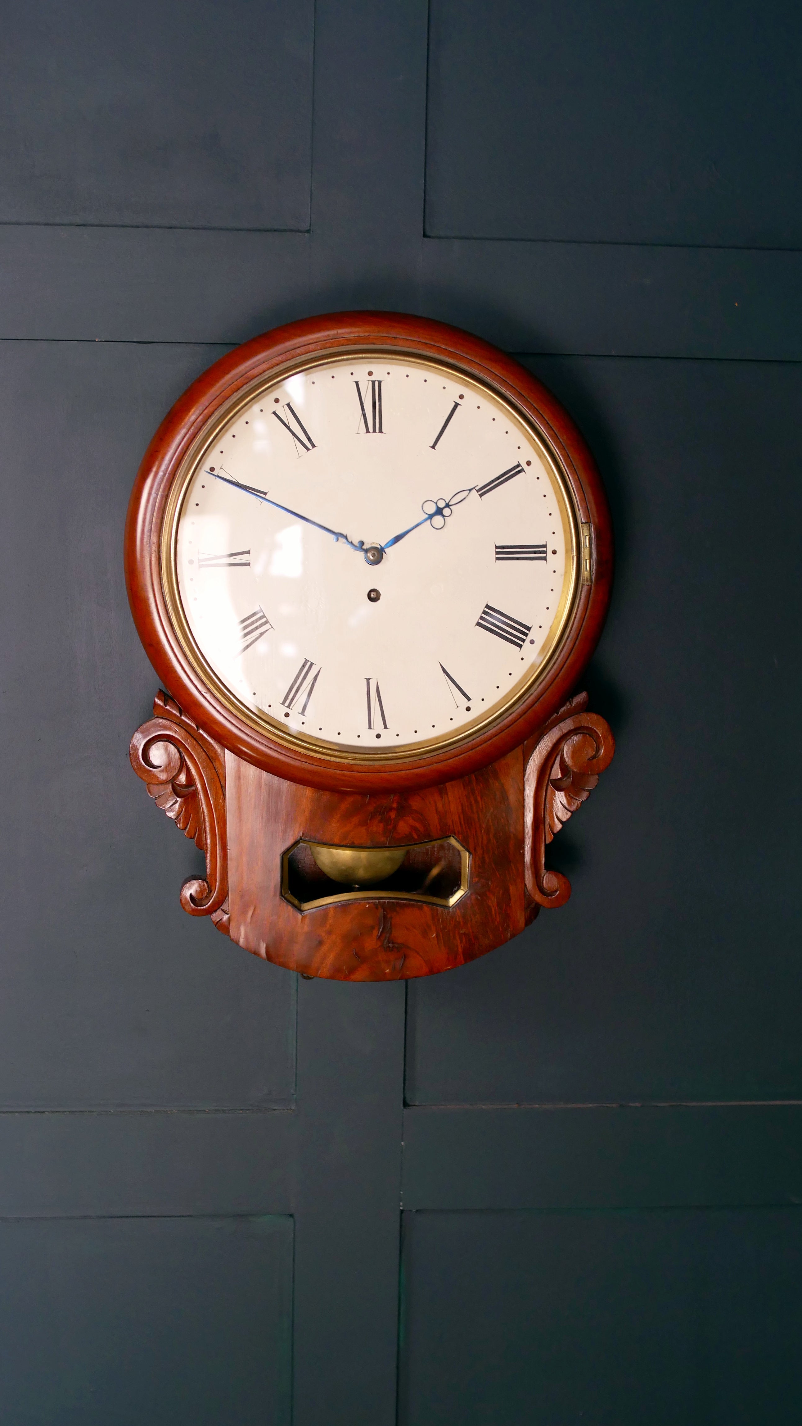 19th Century Mahogany Drop Dial Fusee Clock