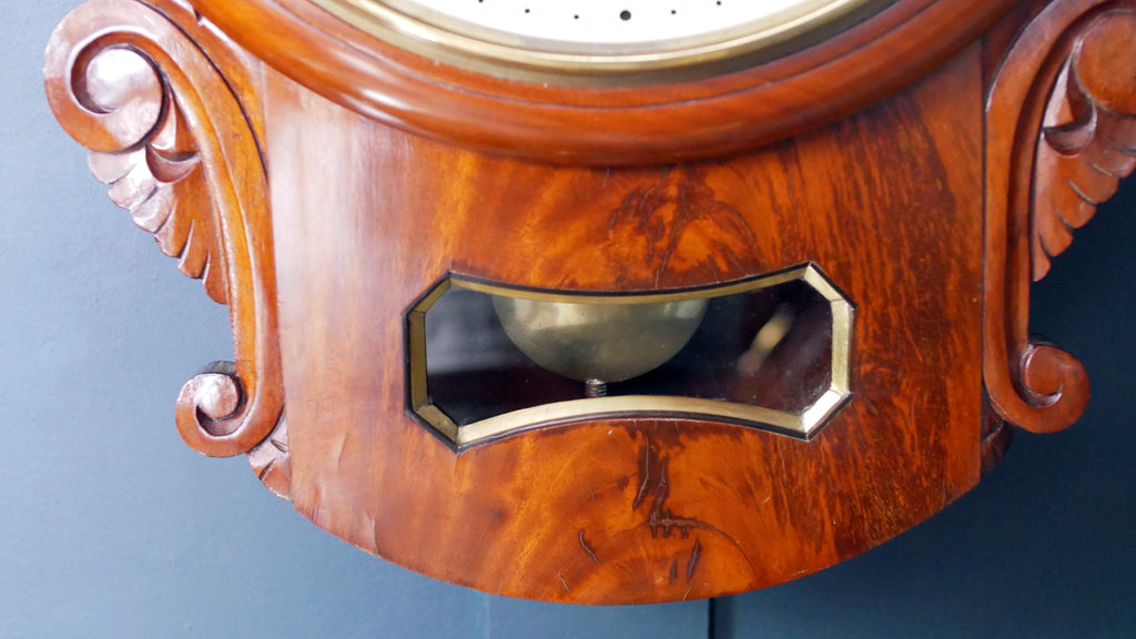 19th Century Mahogany Drop Dial Fusee Clock