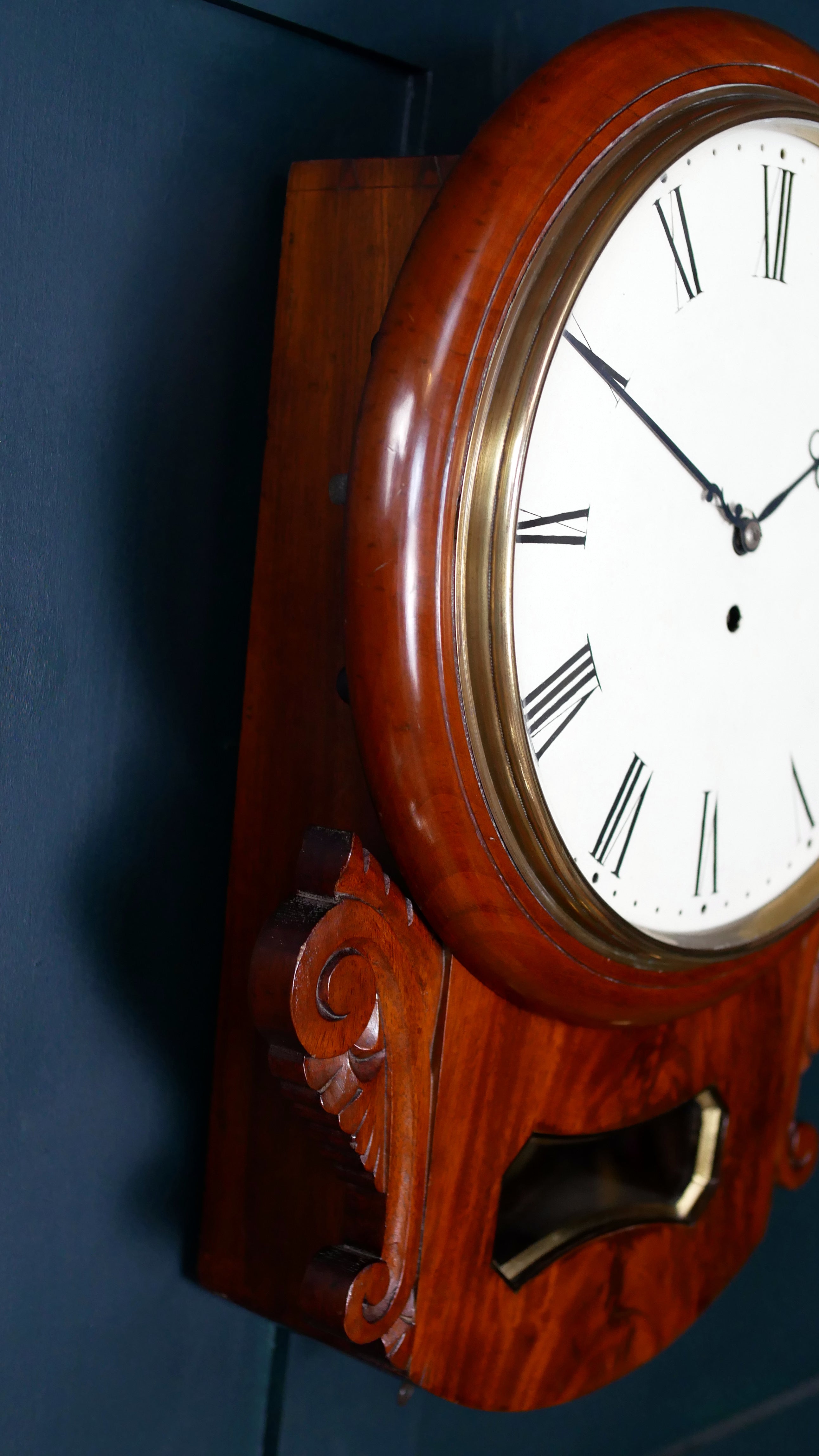 19th Century Mahogany Drop Dial Fusee Clock