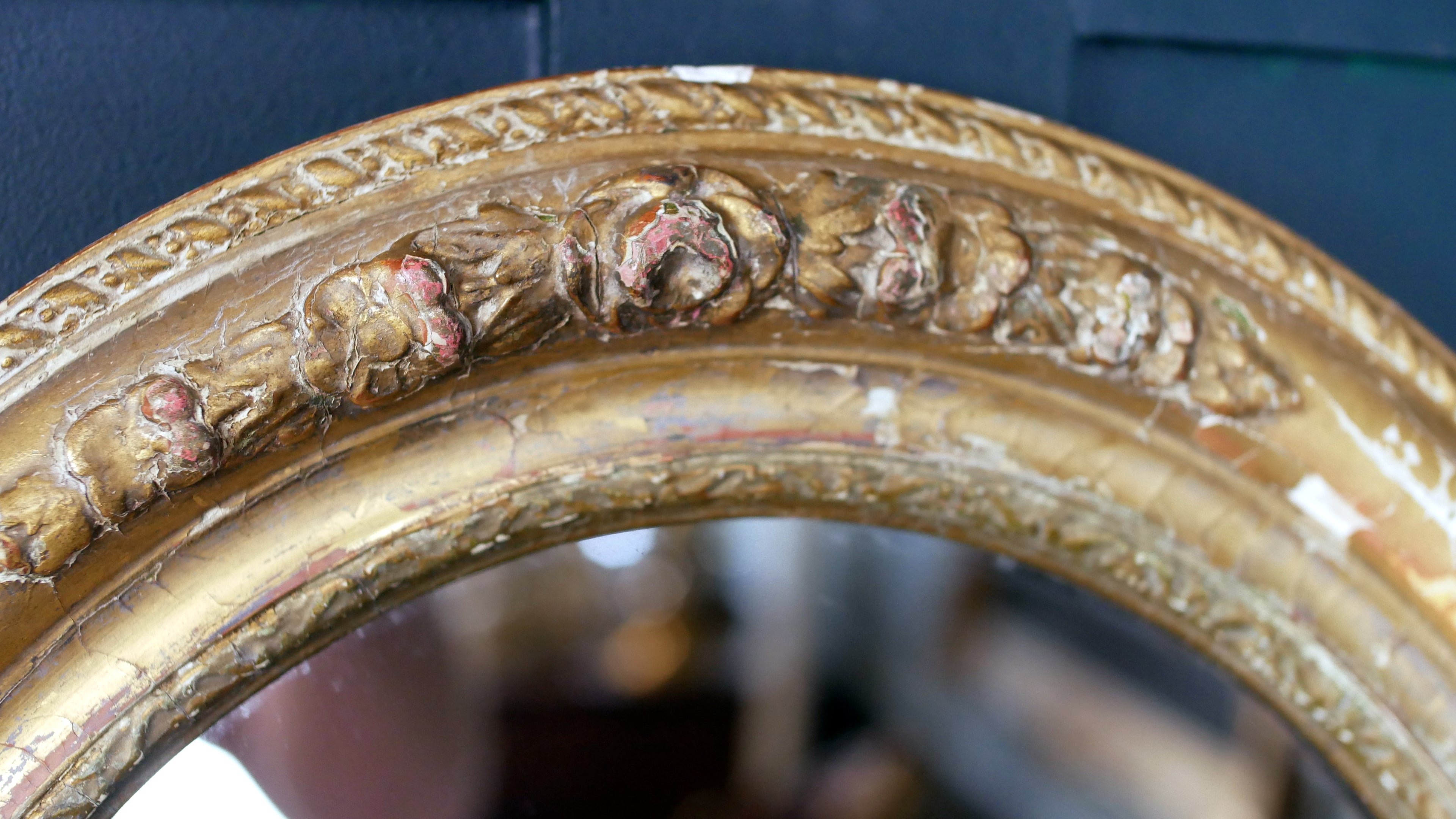 Elegant Antique Victorian Gesso Oval Mirror