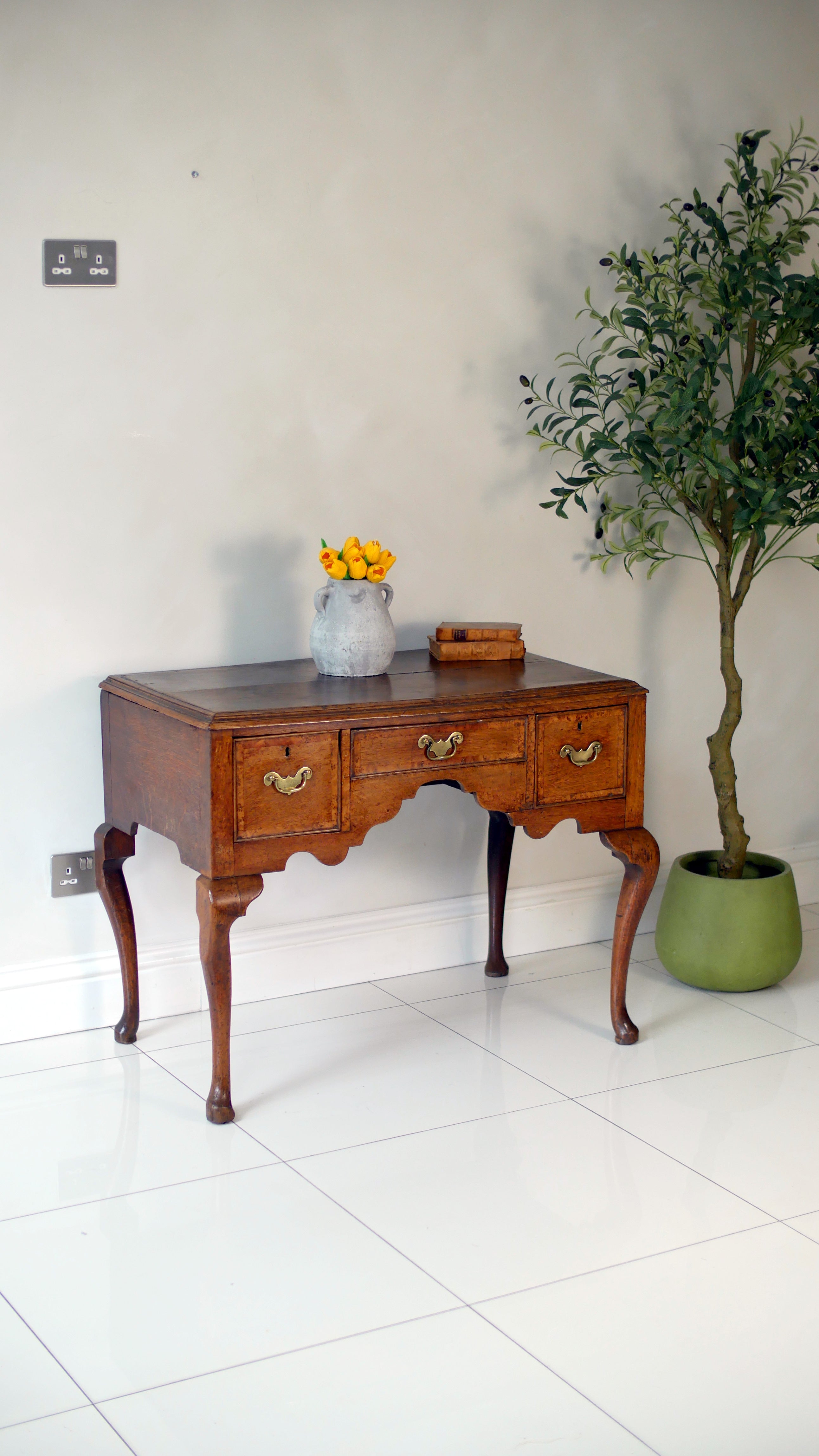 Georgian Oak Lowboy Desk Hall Console Side Table
