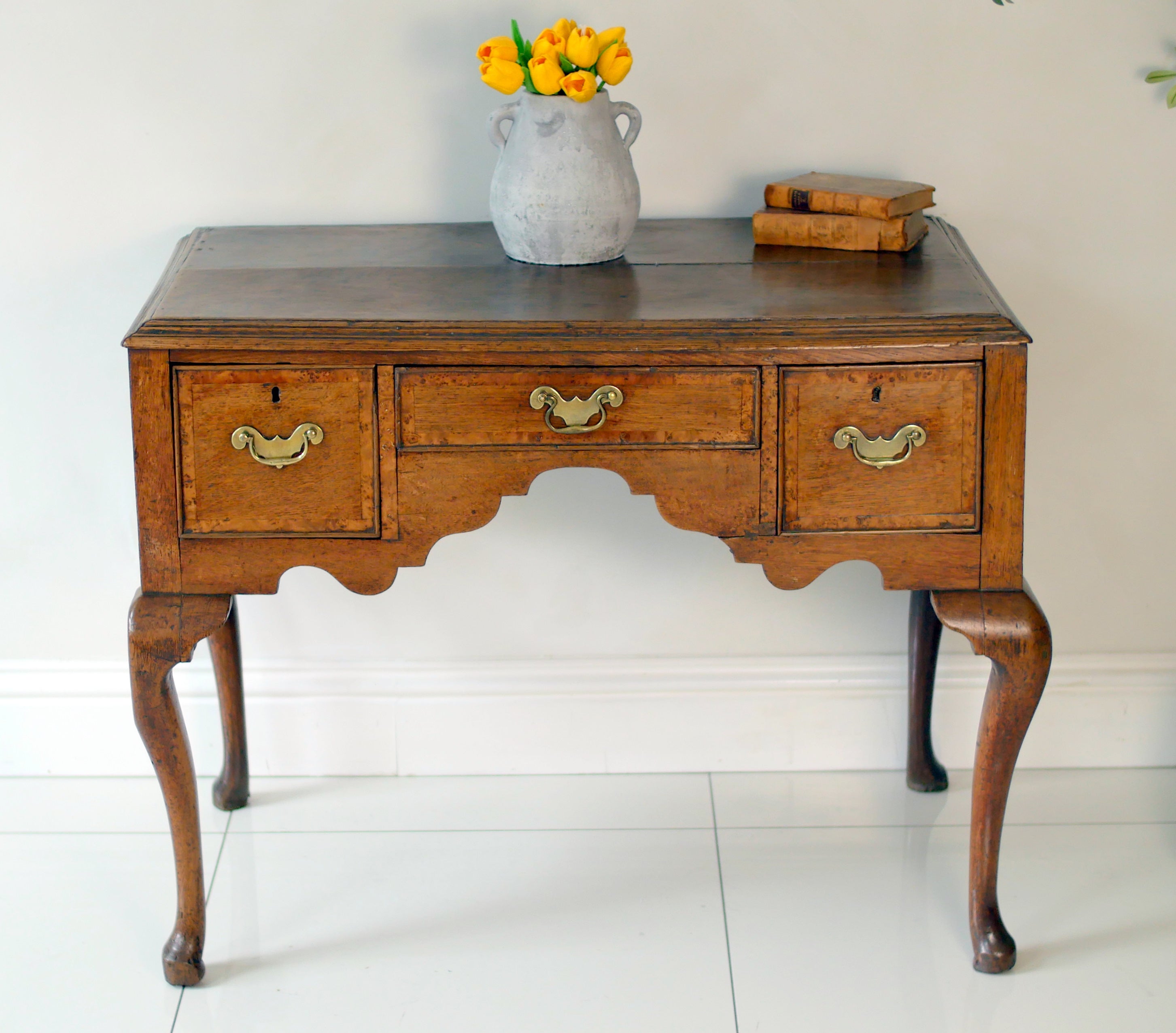 Georgian Oak Lowboy Desk Hall Console Side Table